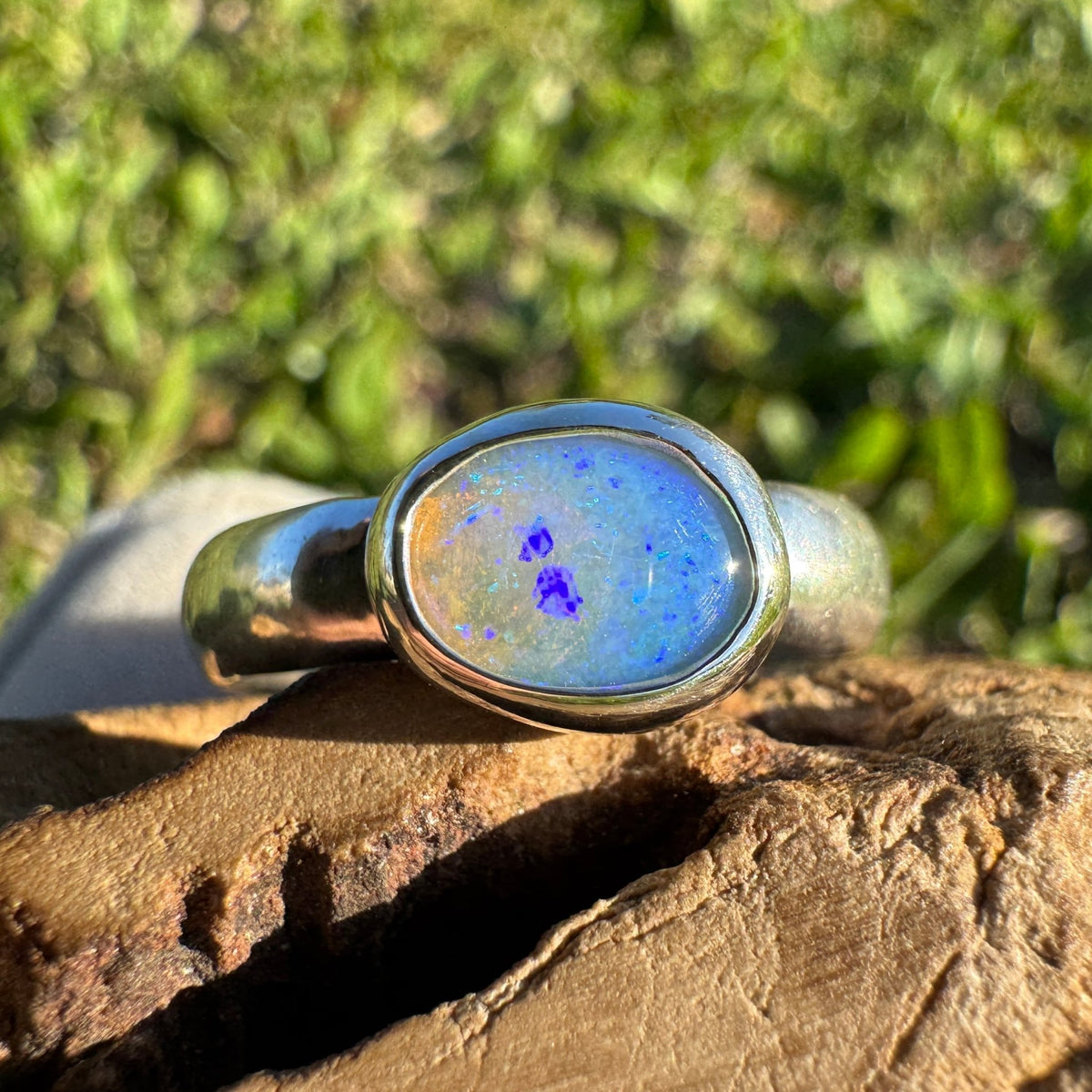0.6ct Lightning Ridge Opal Ring ~ 'Otway Deep' | 925 Sterling Silver | Solid Australian Opal