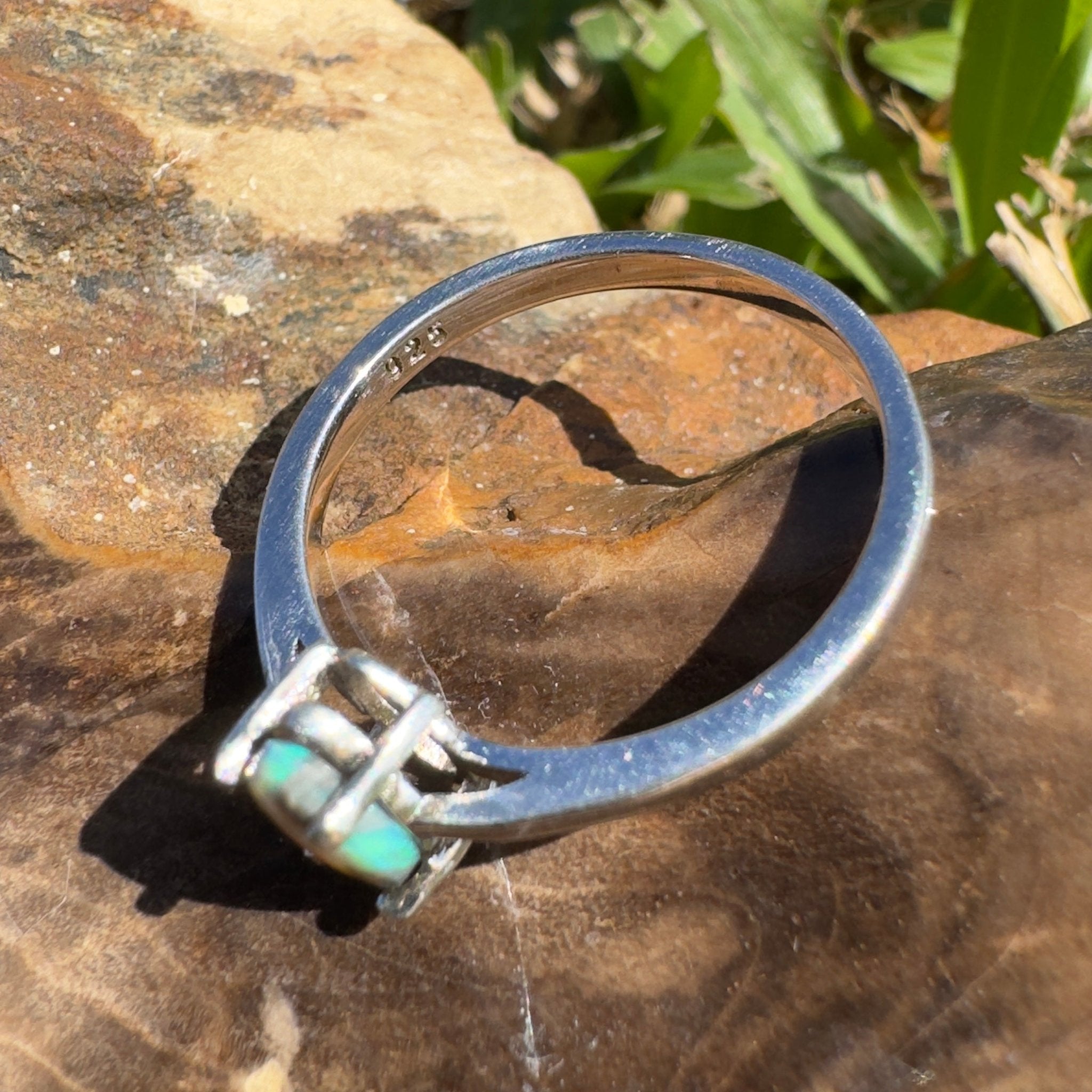 0.6ct Lightning Ridge Opal Ring ~ 'Wanda Beach Blues' | 925 Sterling Silver | Solid Australian Opal