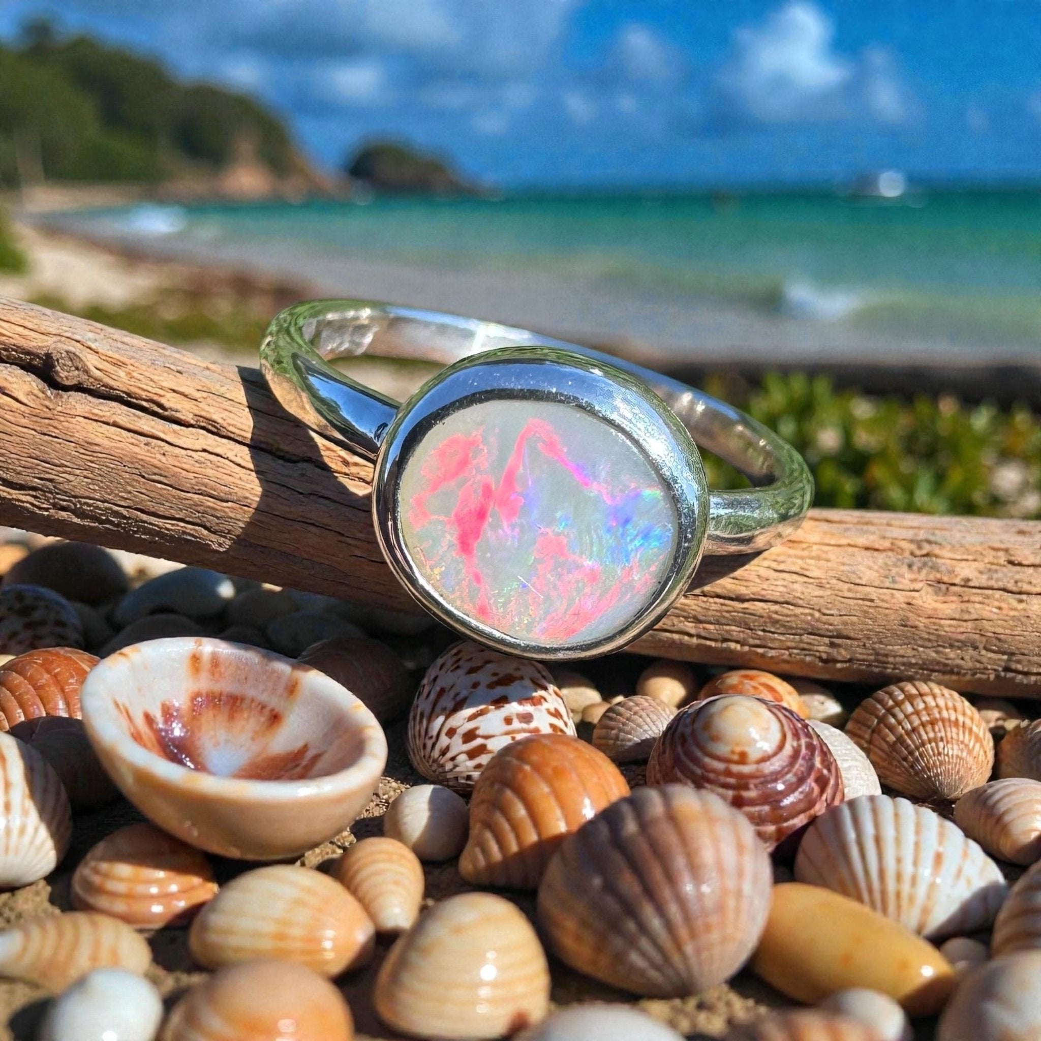 0.76ct Australian Solid Lightning Ridge Opal Silver Ring ~ 'Cape Arnhem Amber' | 925 Sterling Silver | Solid Australian Opal