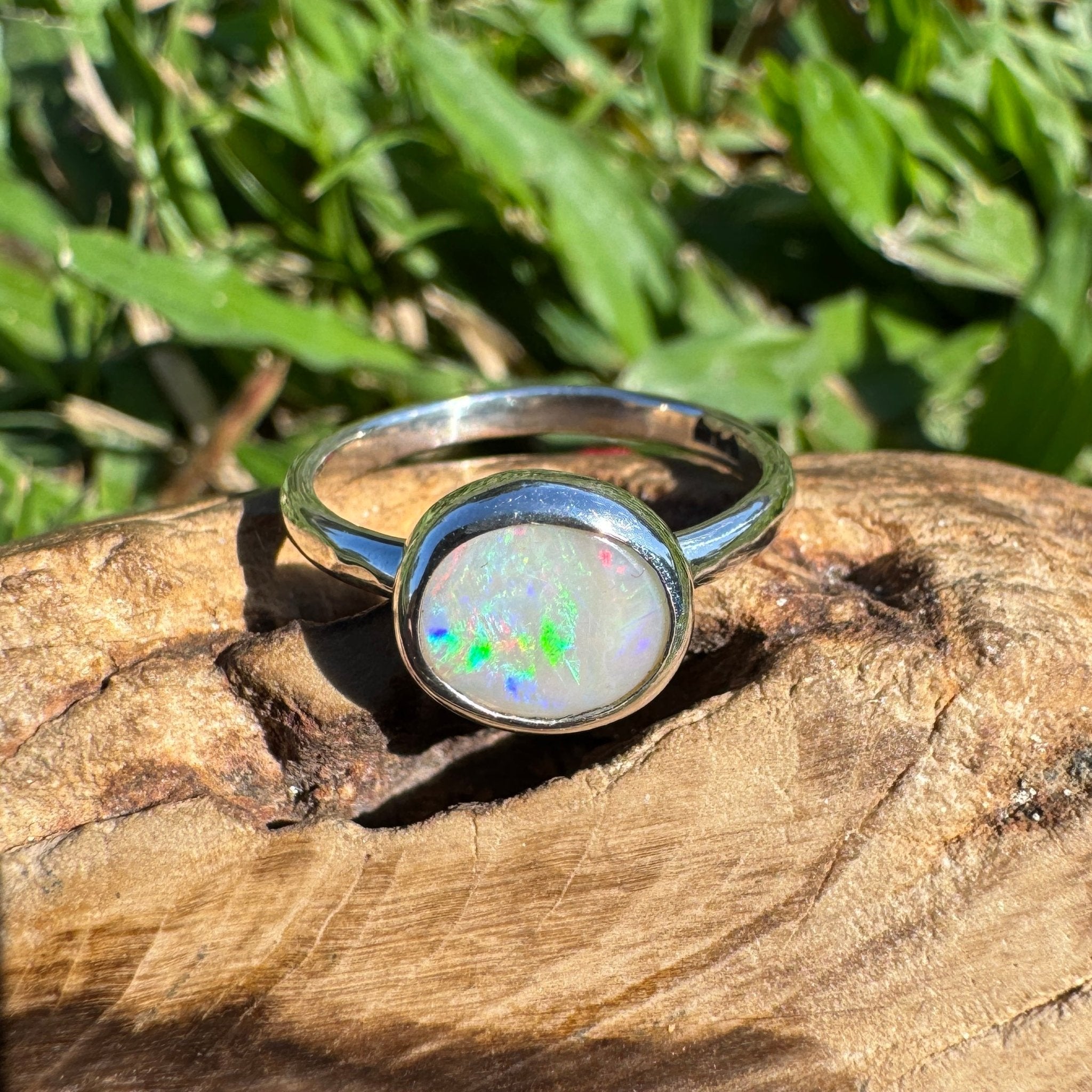 0.76ct Australian Solid Lightning Ridge Opal Silver Ring ~ 'Cape Arnhem Amber' | 925 Sterling Silver | Solid Australian Opal