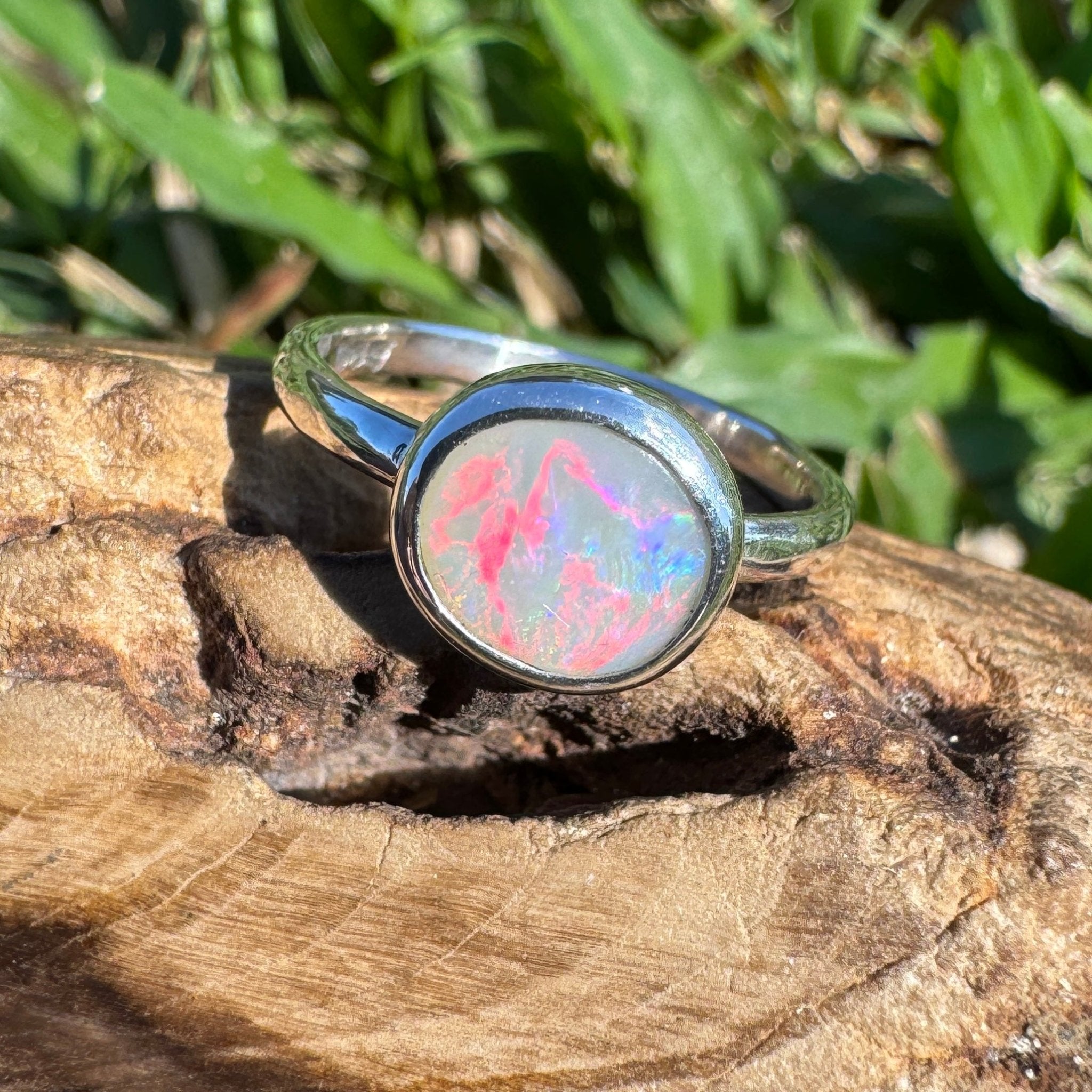 0.76ct Australian Solid Lightning Ridge Opal Silver Ring ~ 'Cape Arnhem Amber' | 925 Sterling Silver | Solid Australian Opal