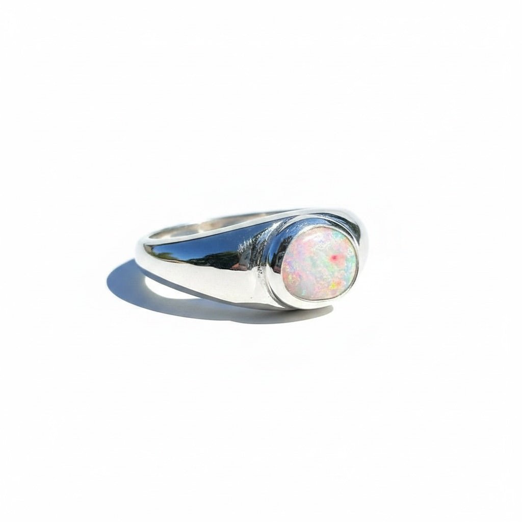 0.7ct Australian Solid Lightning Ridge Opal Silver Ring ~ 'Cossack Crimson' | 925 Sterling Silver | Solid Australian Opal