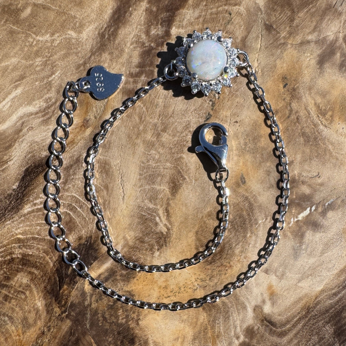 0.7ct Coober Pedy Opal Bracelet ~ 'Kanku Wildflower' | 925 Sterling Silver | Solid Australian Opal