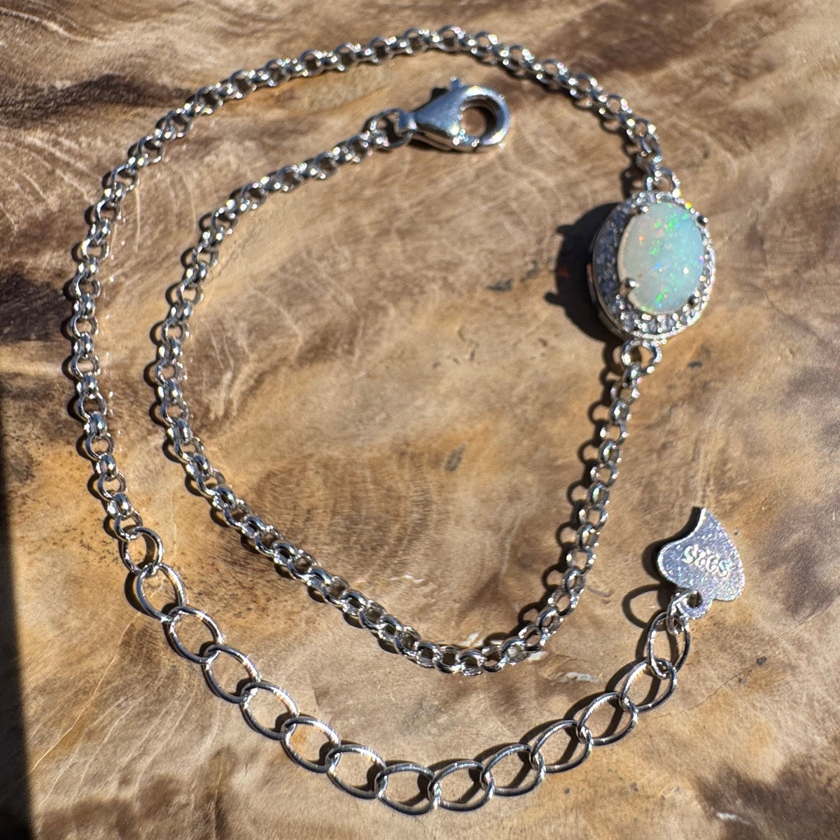 0.7ct Coober Pedy Opal Bracelet ~ 'Lake Cadibarrawirracanna Blue' | 925 Sterling Silver | Solid Australian Opal