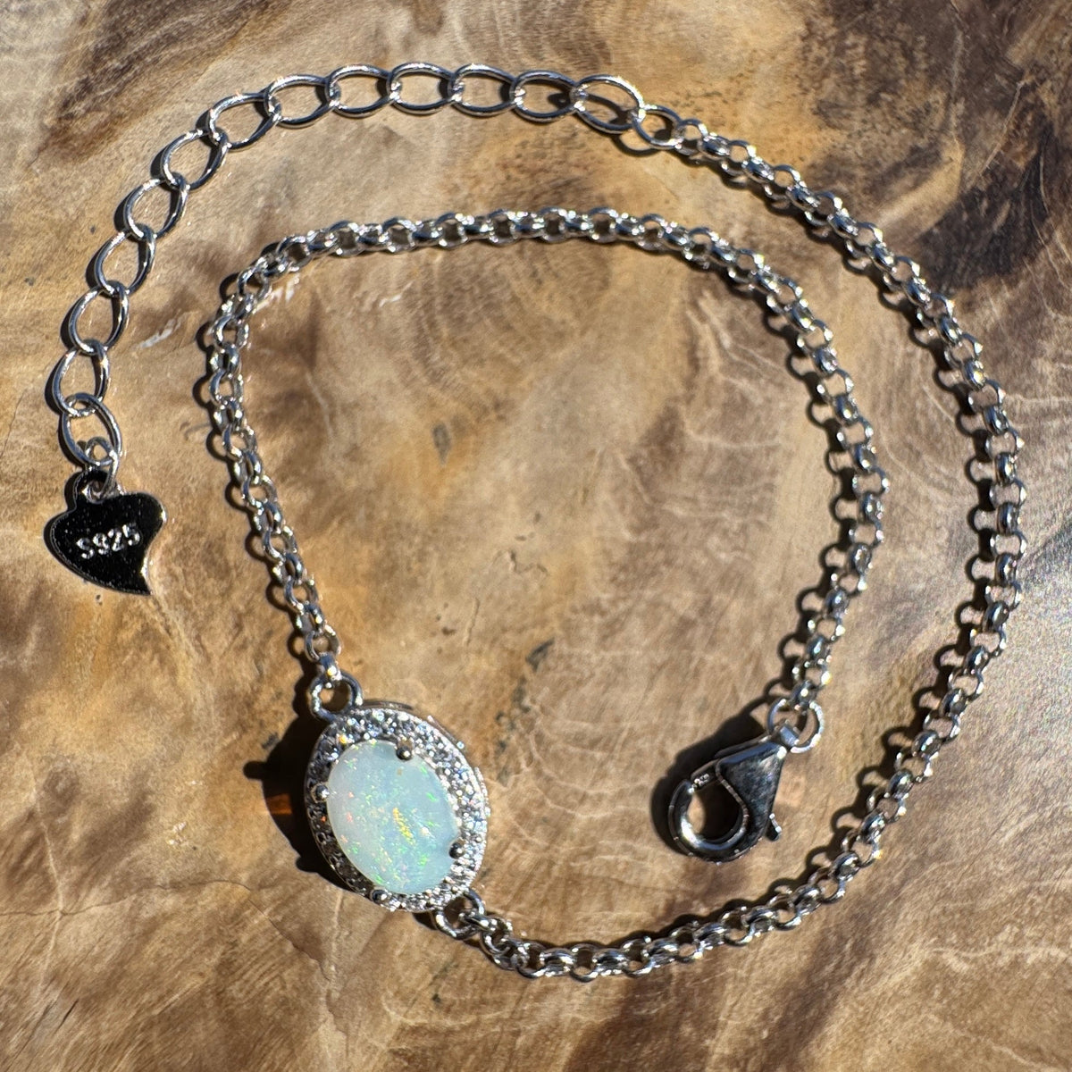 0.7ct Coober Pedy Opal Bracelet ~ 'Lake Cadibarrawirracanna Blue' | 925 Sterling Silver | Solid Australian Opal