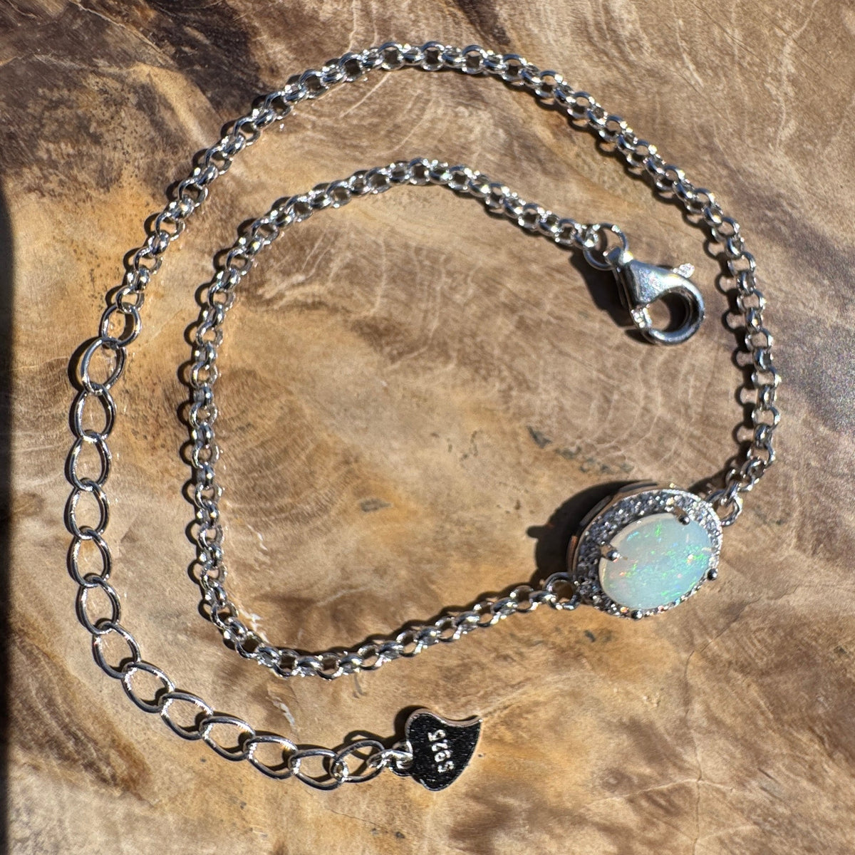 0.7ct Coober Pedy Opal Bracelet ~ 'Lake Cadibarrawirracanna Blue' | 925 Sterling Silver | Solid Australian Opal