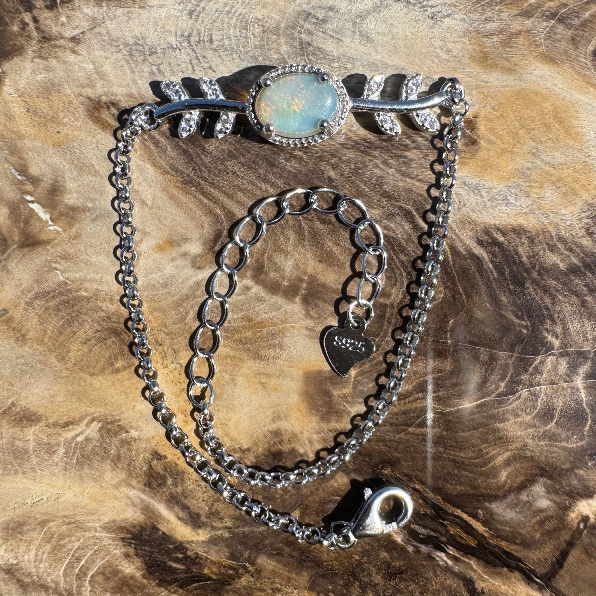 0.7ct Coober Pedy Opal Bracelet ~ 'Marree Red' | 925 Sterling Silver | Solid Australian Opal