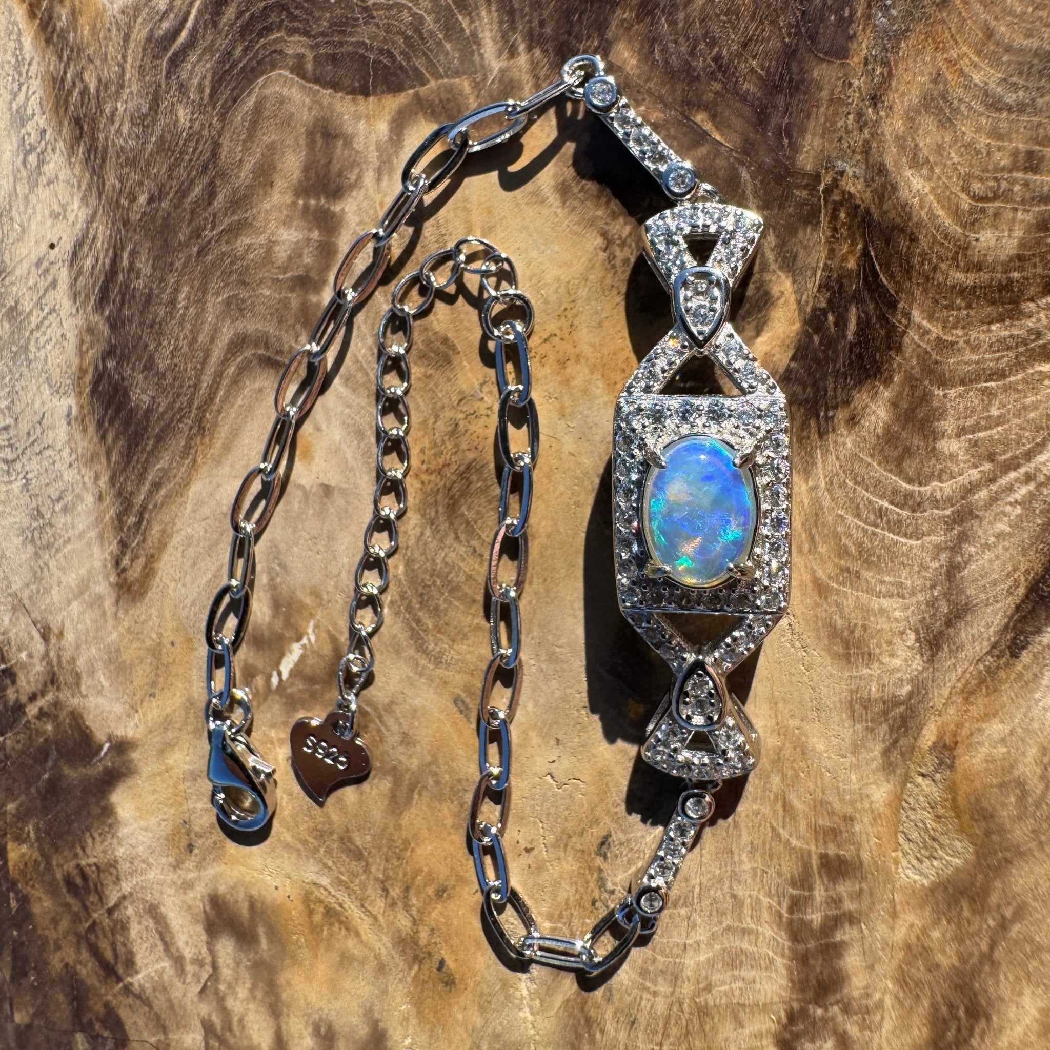 0.7ct Coober Pedy Opal Bracelet ~ 'Moreton Tide' | 925 Sterling Silver | Solid Australian Opal