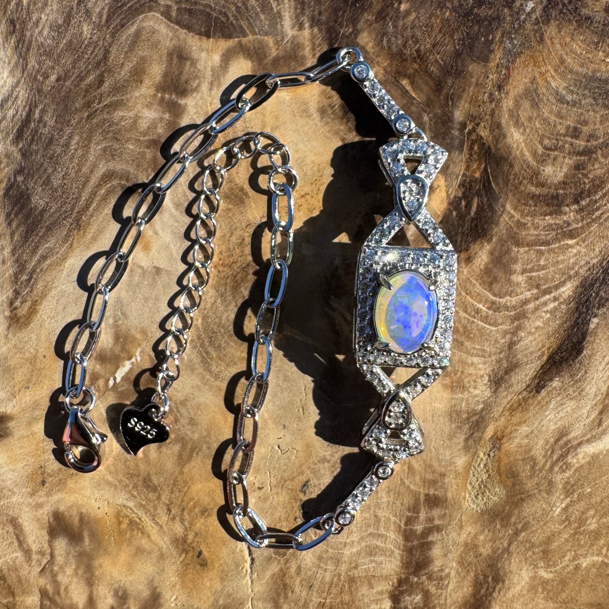 0.7ct Coober Pedy Opal Bracelet ~ 'Moreton Tide' | 925 Sterling Silver | Solid Australian Opal