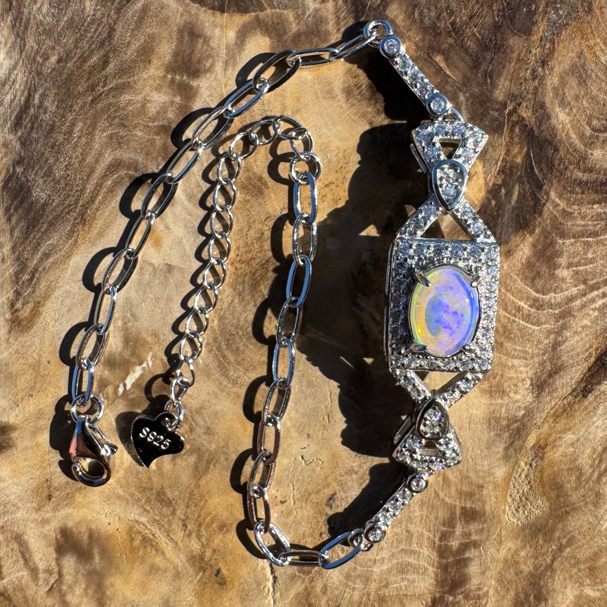 0.7ct Coober Pedy Opal Bracelet ~ 'Moreton Tide' | 925 Sterling Silver | Solid Australian Opal