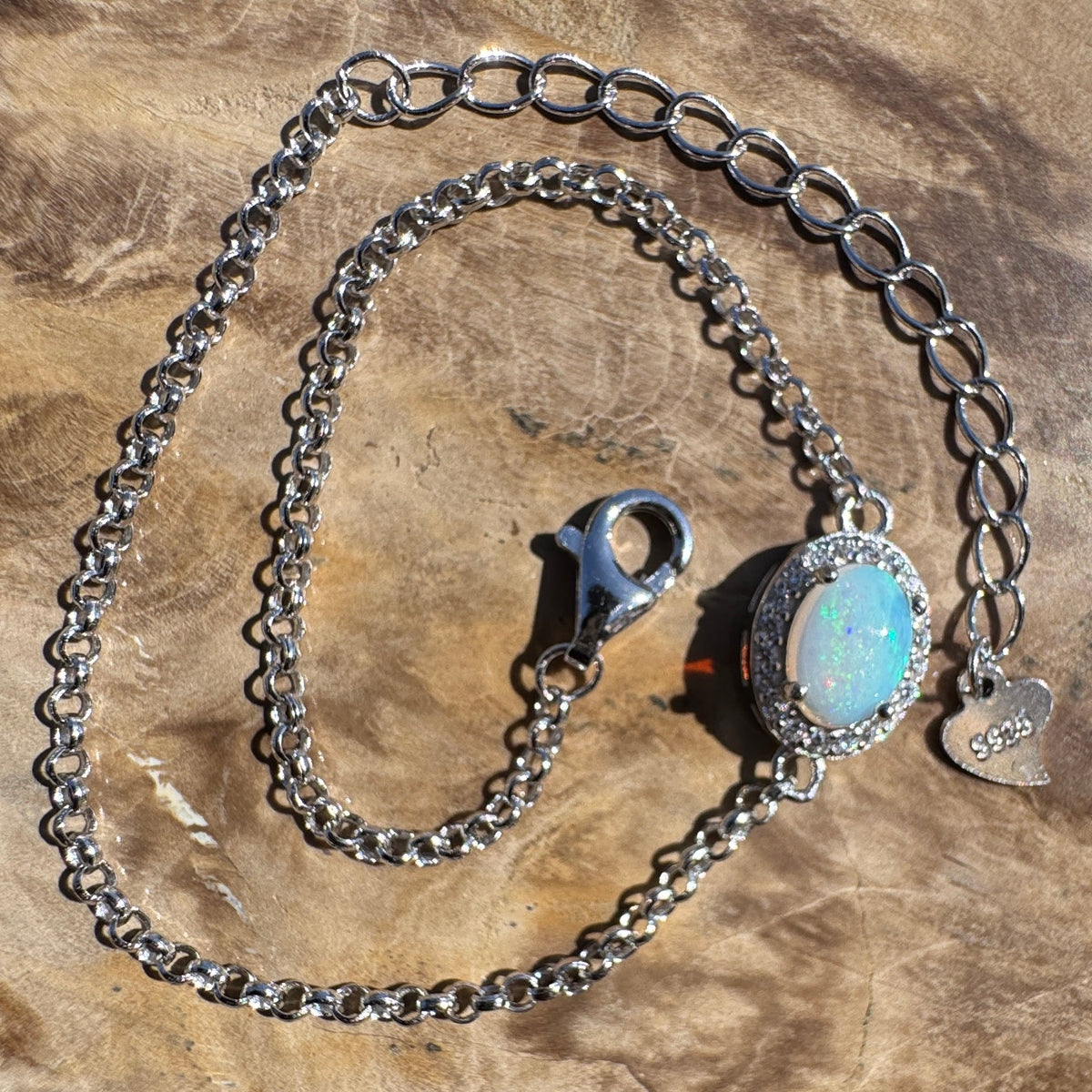 0.7ct Coober Pedy Opal Bracelet ~ 'Neales River Blue' | 925 Sterling Silver | Solid Australian Opal