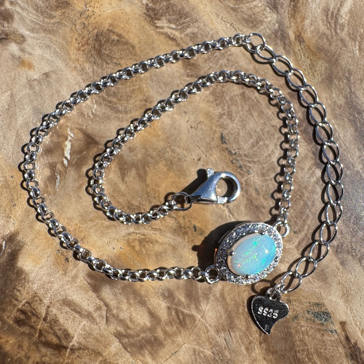 0.7ct Coober Pedy Opal Bracelet ~ 'Neales River Blue' | 925 Sterling Silver | Solid Australian Opal