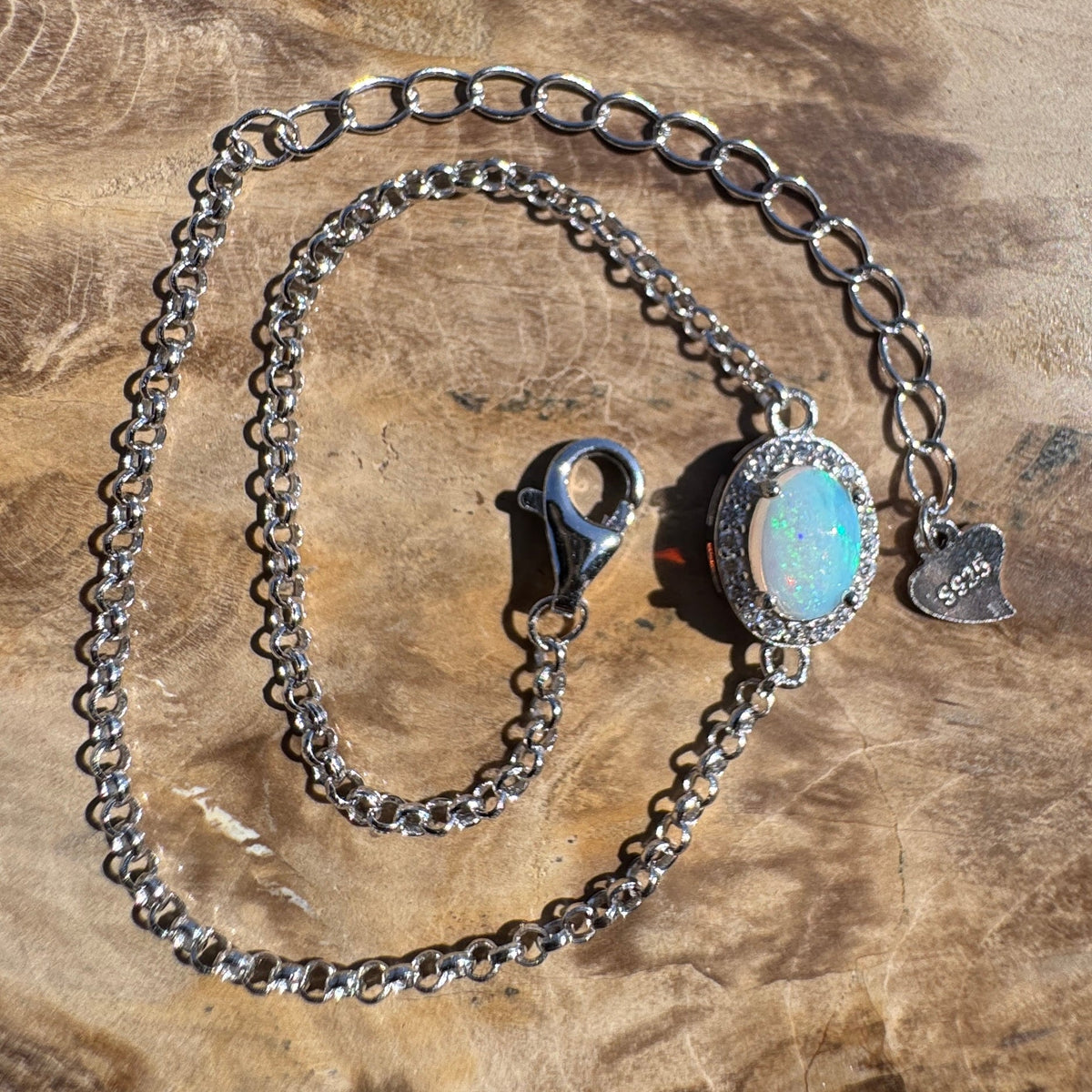 0.7ct Coober Pedy Opal Bracelet ~ 'Neales River Blue' | 925 Sterling Silver | Solid Australian Opal
