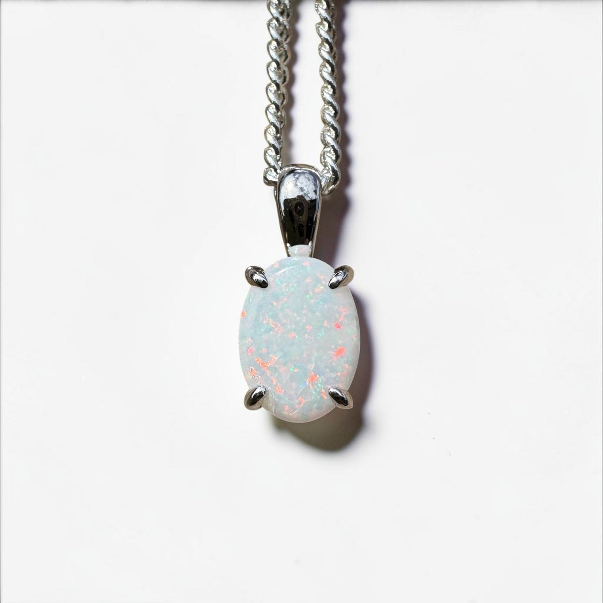 0.7ct Coober Pedy Opal Pendant Necklace ~ 'Beechworth Gleam' | 925 Sterling Silver | Solid Australian Opal