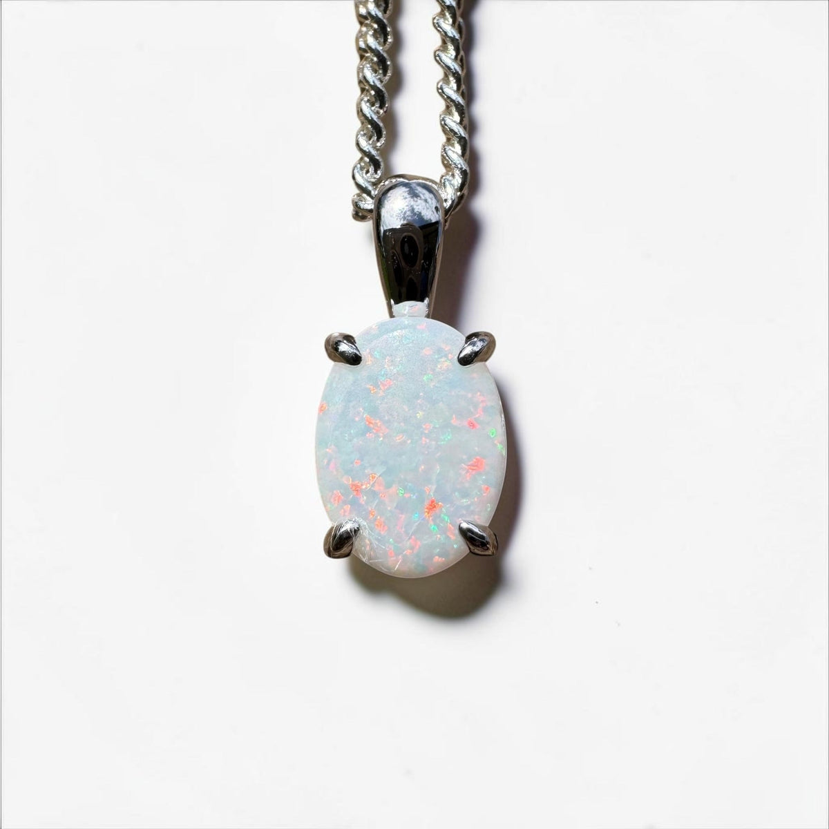 0.7ct Coober Pedy Opal Pendant Necklace ~ 'Beechworth Gleam' | 925 Sterling Silver | Solid Australian Opal