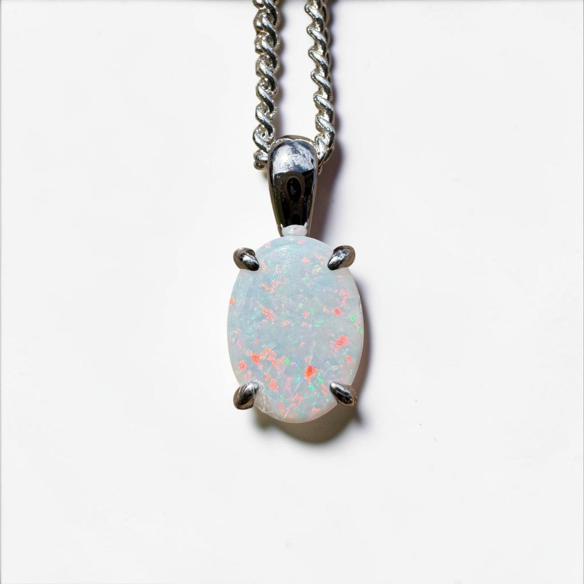 0.7ct Coober Pedy Opal Pendant Necklace ~ 'Beechworth Gleam' | 925 Sterling Silver | Solid Australian Opal