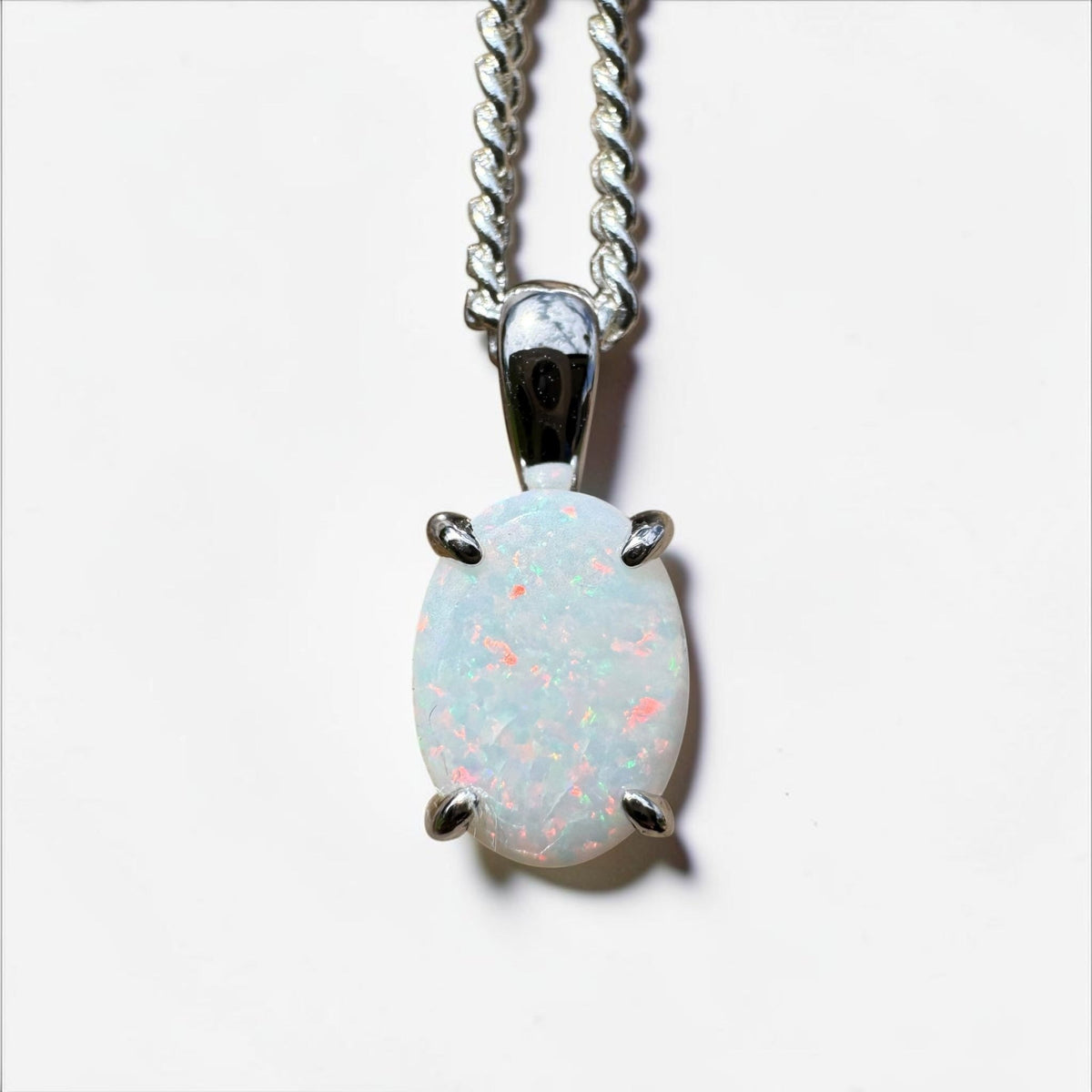 0.7ct Coober Pedy Opal Pendant Necklace ~ 'Beechworth Gleam' | 925 Sterling Silver | Solid Australian Opal