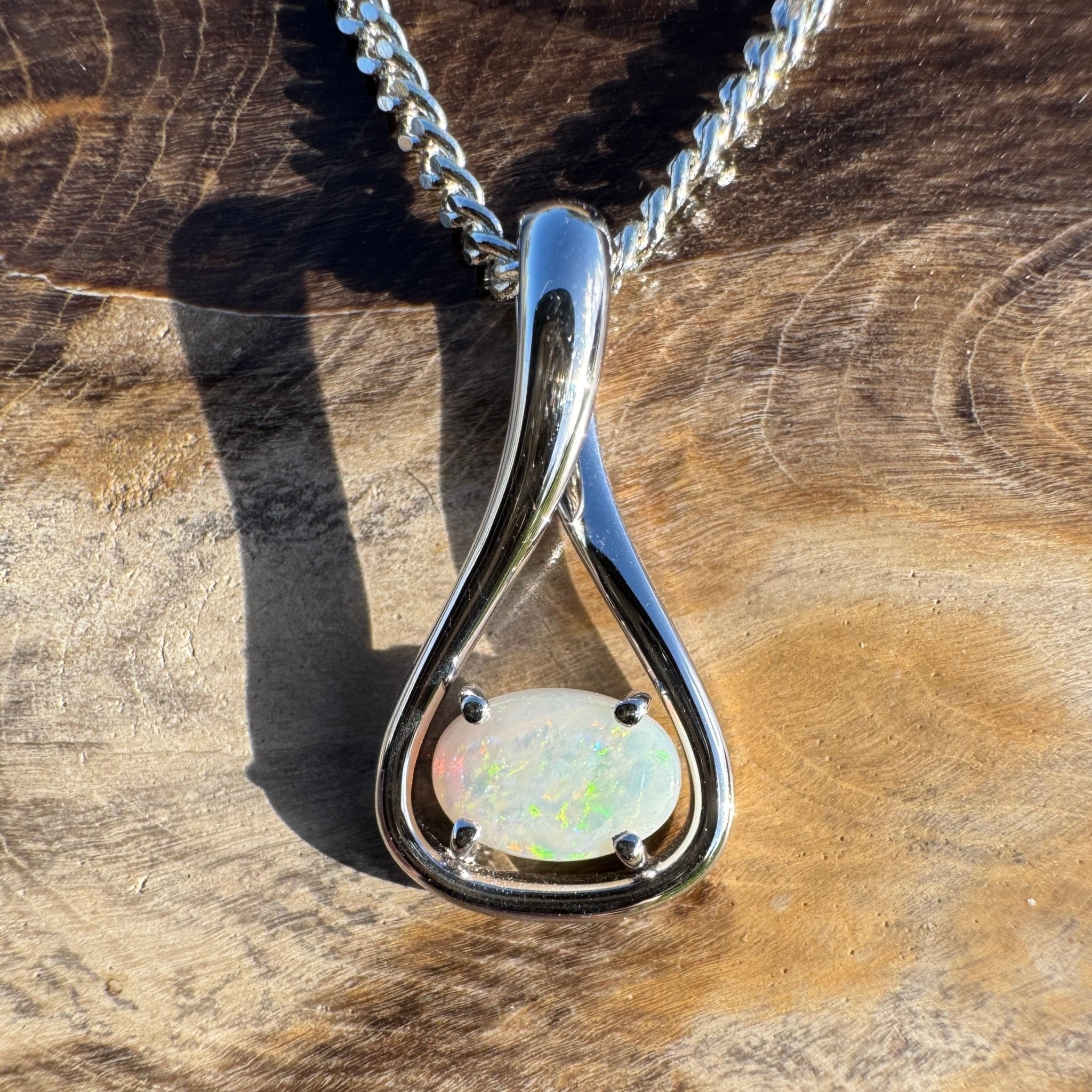0.7ct Coober Pedy Opal Pendant Necklace ~ 'Broome Radiance' | 925 Sterling Silver | Solid Australian Opal
