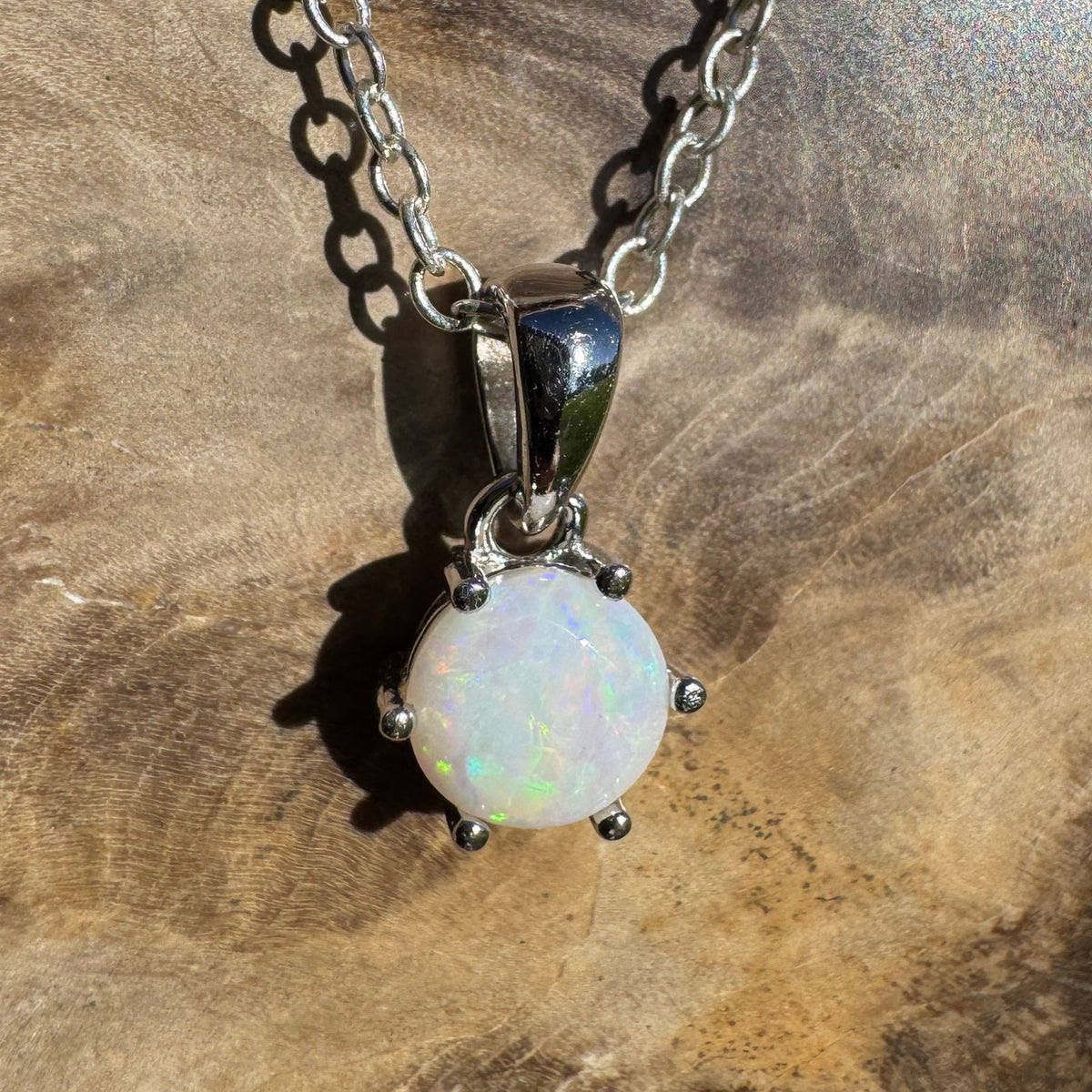 0.7ct Coober Pedy Opal Pendant Necklace ~ 'Denmark Colour' | 925 Sterling Silver | Solid Australian Opal