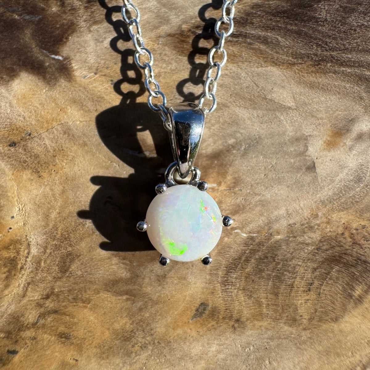 0.7ct Coober Pedy Opal Pendant Necklace ~ 'Denmark Colour' | 925 Sterling Silver | Solid Australian Opal