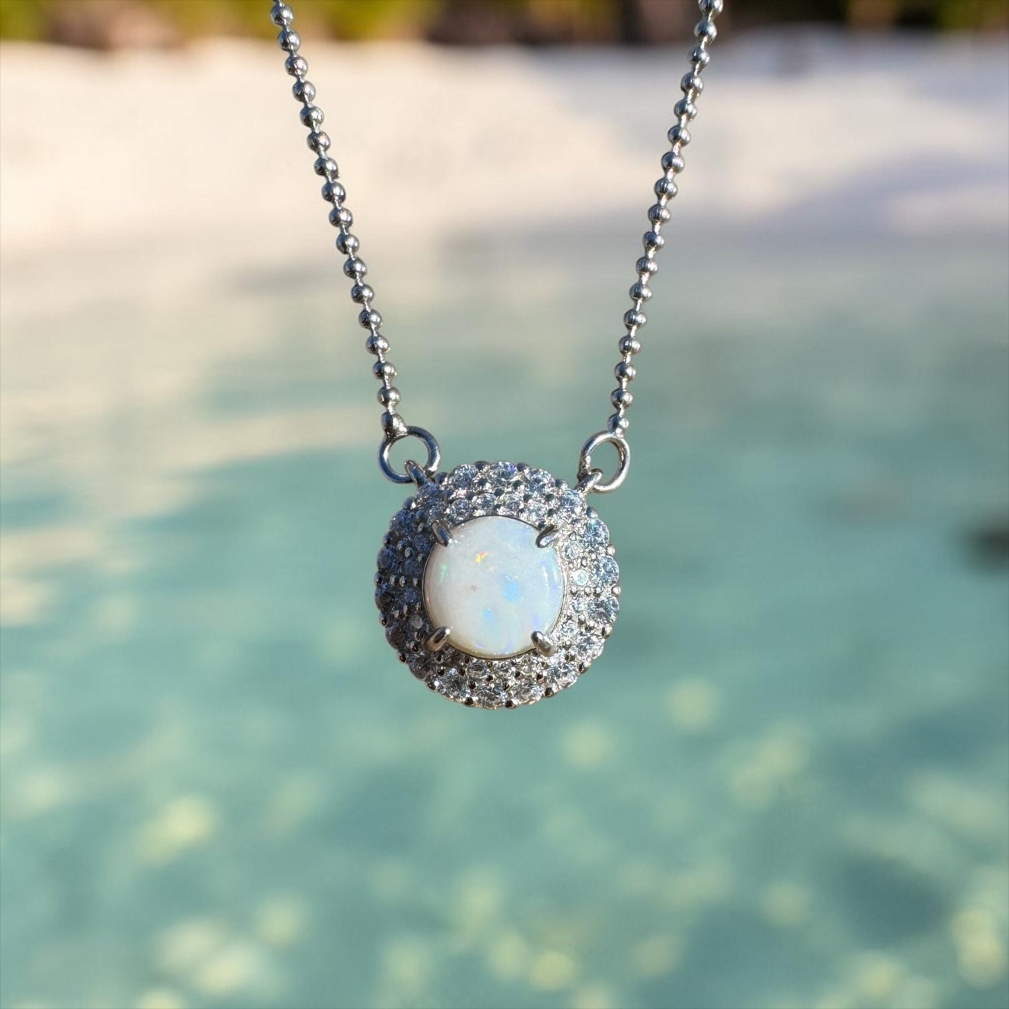 0.7ct Coober Pedy Opal Pendant Necklace ~ 'Exmouth Light' | 925 Sterling Silver | Solid Australian Opal