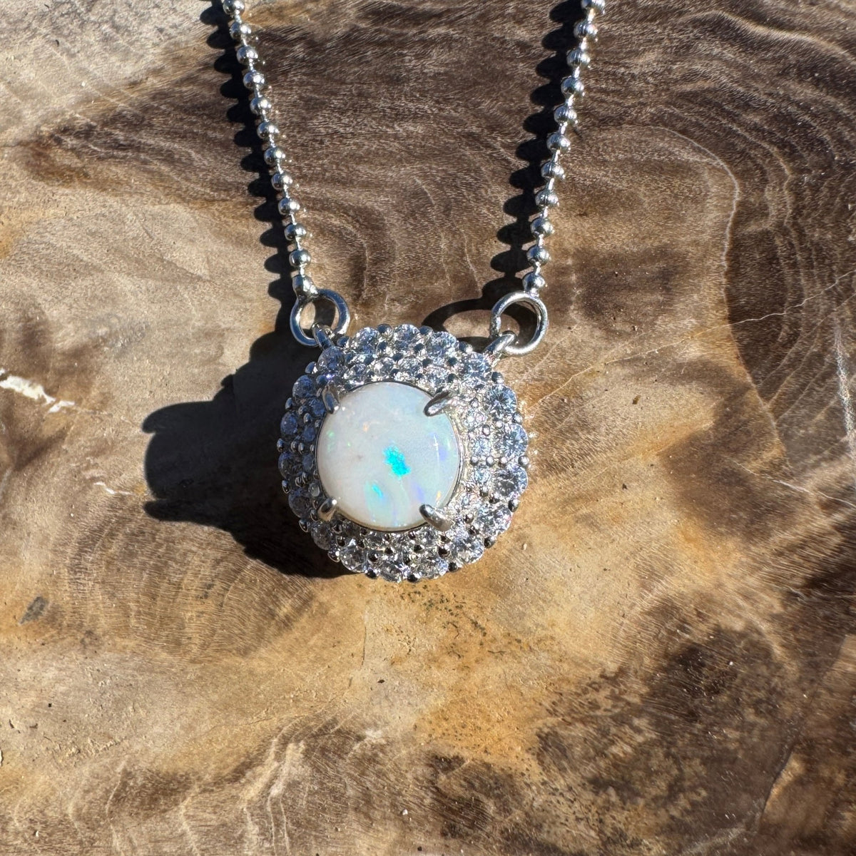 0.7ct Coober Pedy Opal Pendant Necklace ~ 'Exmouth Light' | 925 Sterling Silver | Solid Australian Opal