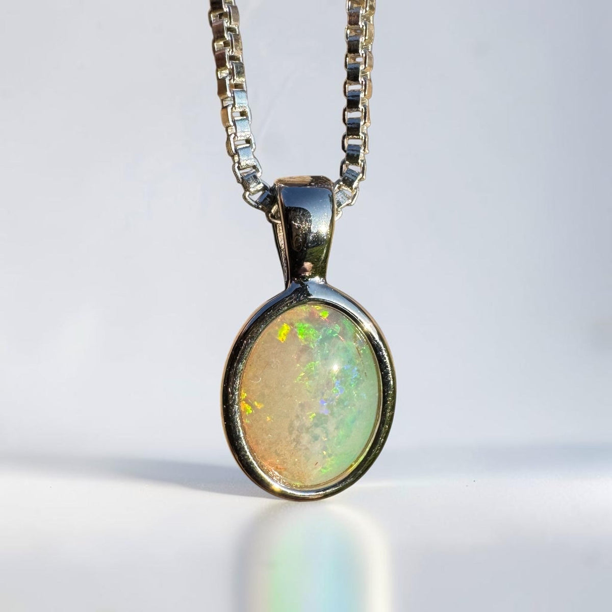 0.7ct Coober Pedy Opal Pendant Necklace ~ 'Gwalia Firelight' | 925 Sterling Silver | Solid Australian Opal