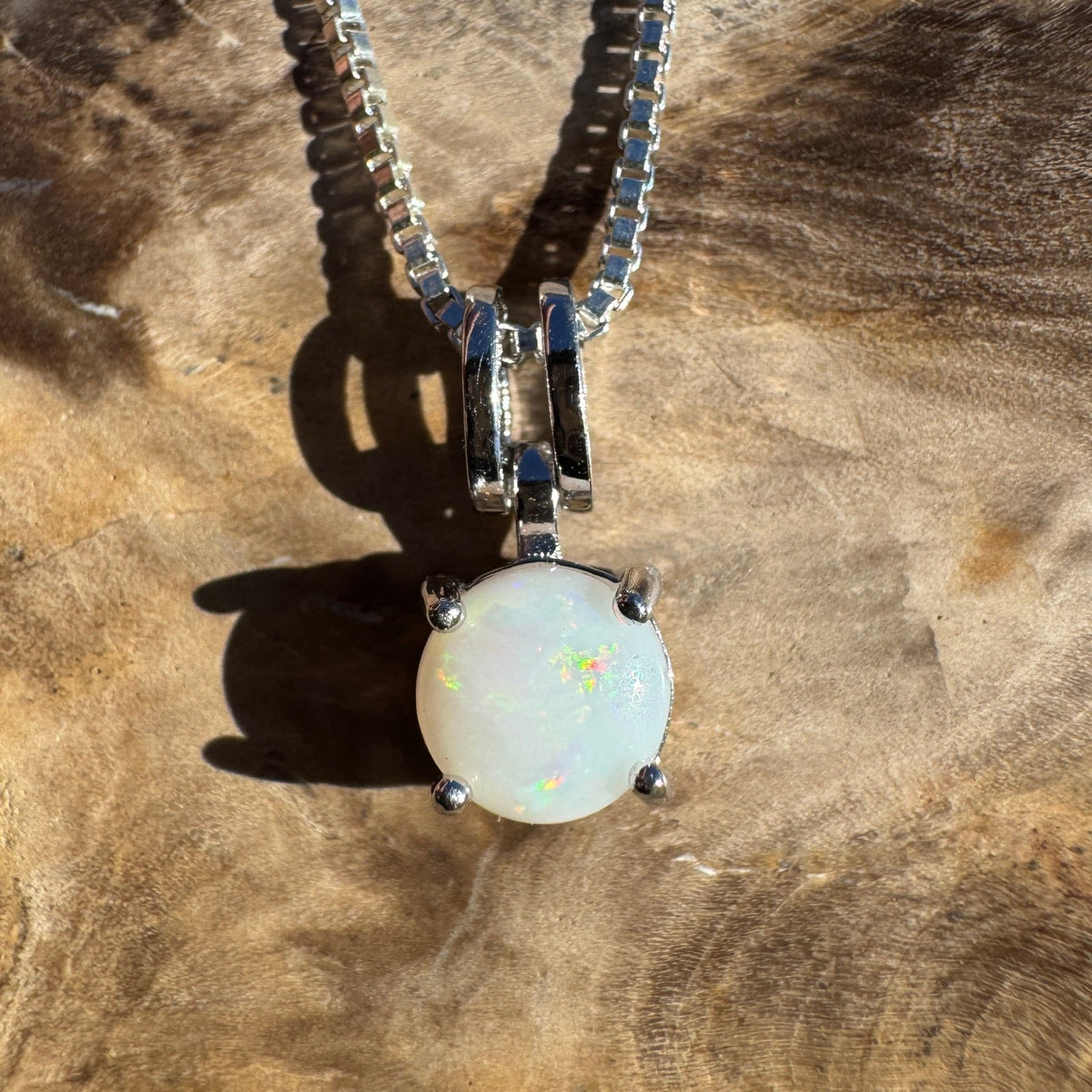 0.7ct Coober Pedy Opal Pendant Necklace ~ 'Kalbarri Glow' | 925 Sterling Silver | Solid Australian Opal