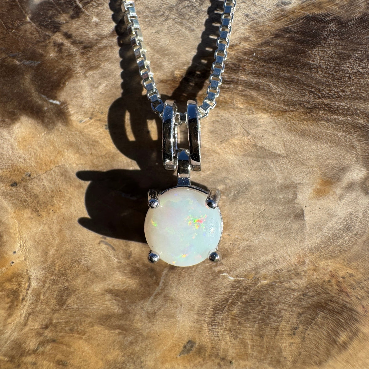0.7ct Coober Pedy Opal Pendant Necklace ~ 'Kalbarri Glow' | 925 Sterling Silver | Solid Australian Opal