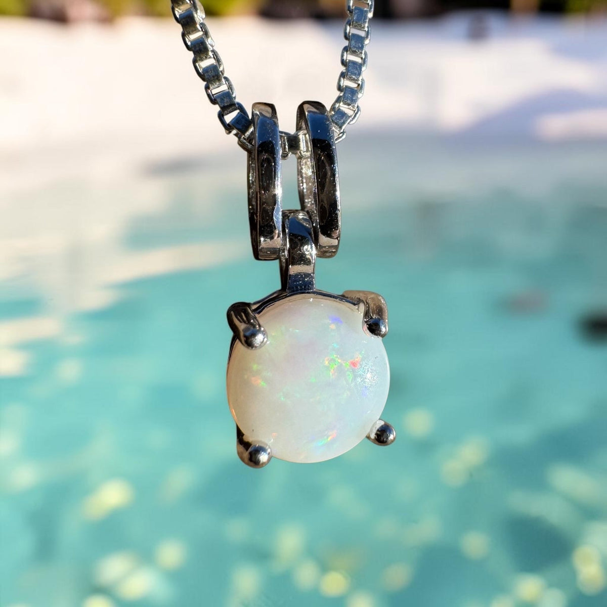 0.7ct Coober Pedy Opal Pendant Necklace ~ 'Kalbarri Glow' | 925 Sterling Silver | Solid Australian Opal