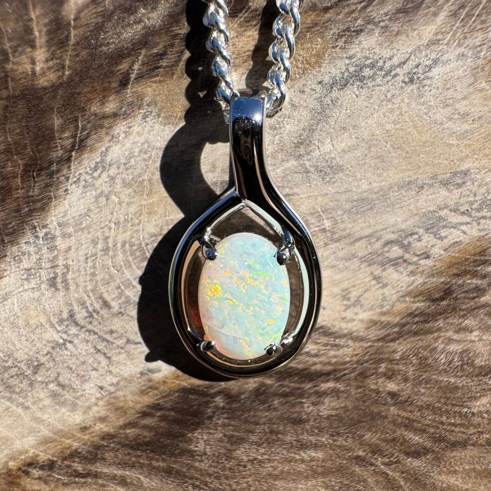 0.7ct Coober Pedy Opal Pendant Necklace ~ 'Lamington Canopy' | 925 Sterling Silver | Solid Australian Opal