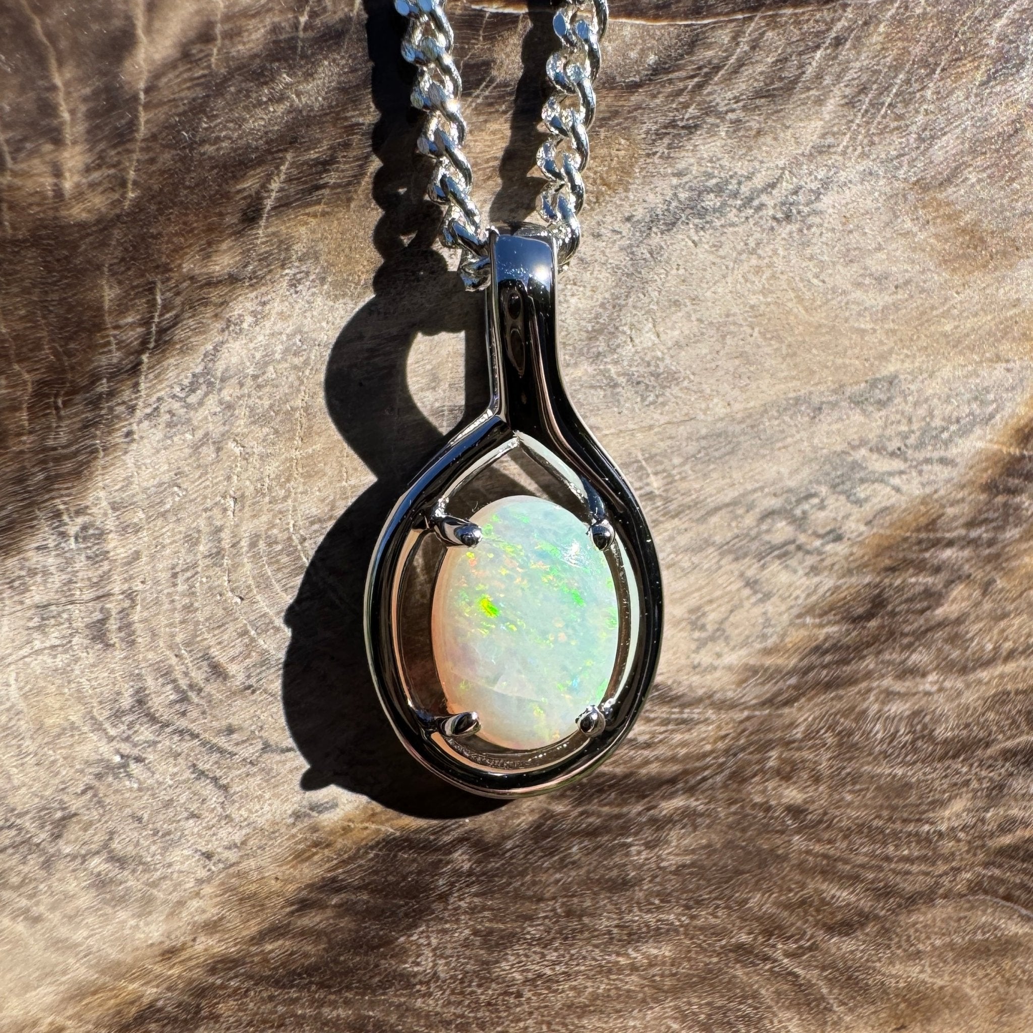 0.7ct Coober Pedy Opal Pendant Necklace ~ 'Lamington Canopy' | 925 Sterling Silver | Solid Australian Opal