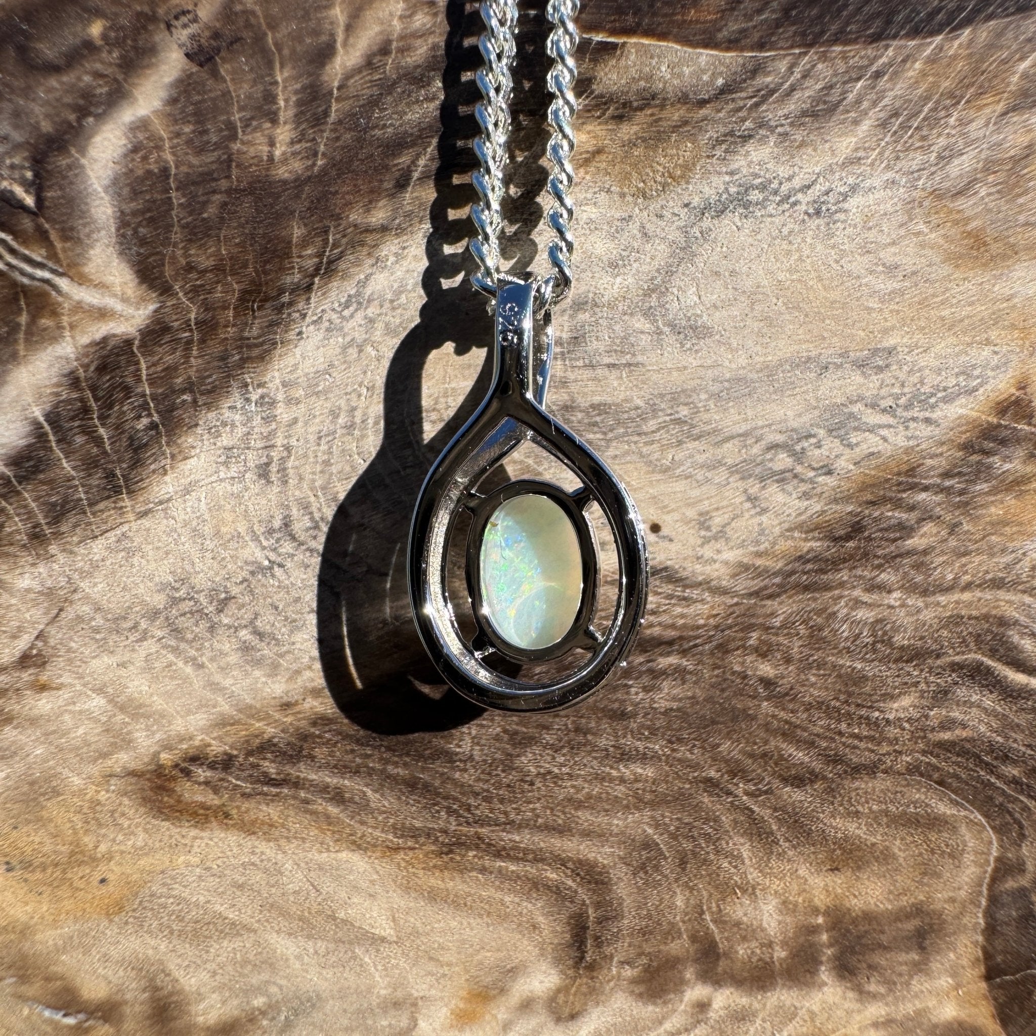 0.7ct Coober Pedy Opal Pendant Necklace ~ 'Lamington Canopy' | 925 Sterling Silver | Solid Australian Opal