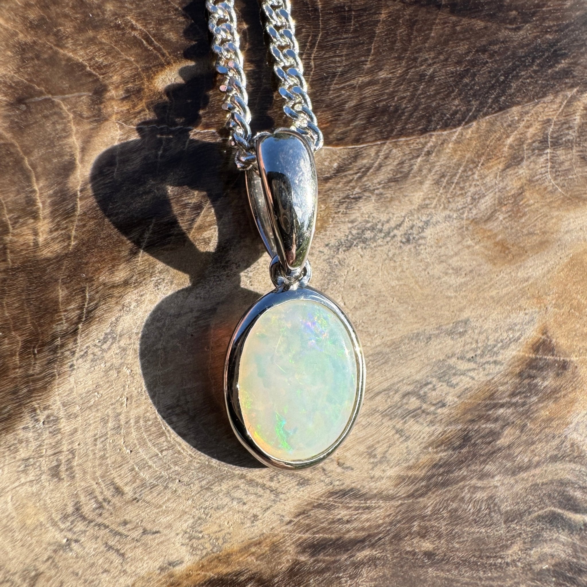 0.7ct Coober Pedy Opal Pendant Necklace ~ 'Pinnacles Moonlight' | 925 Sterling Silver | Solid Australian Opal