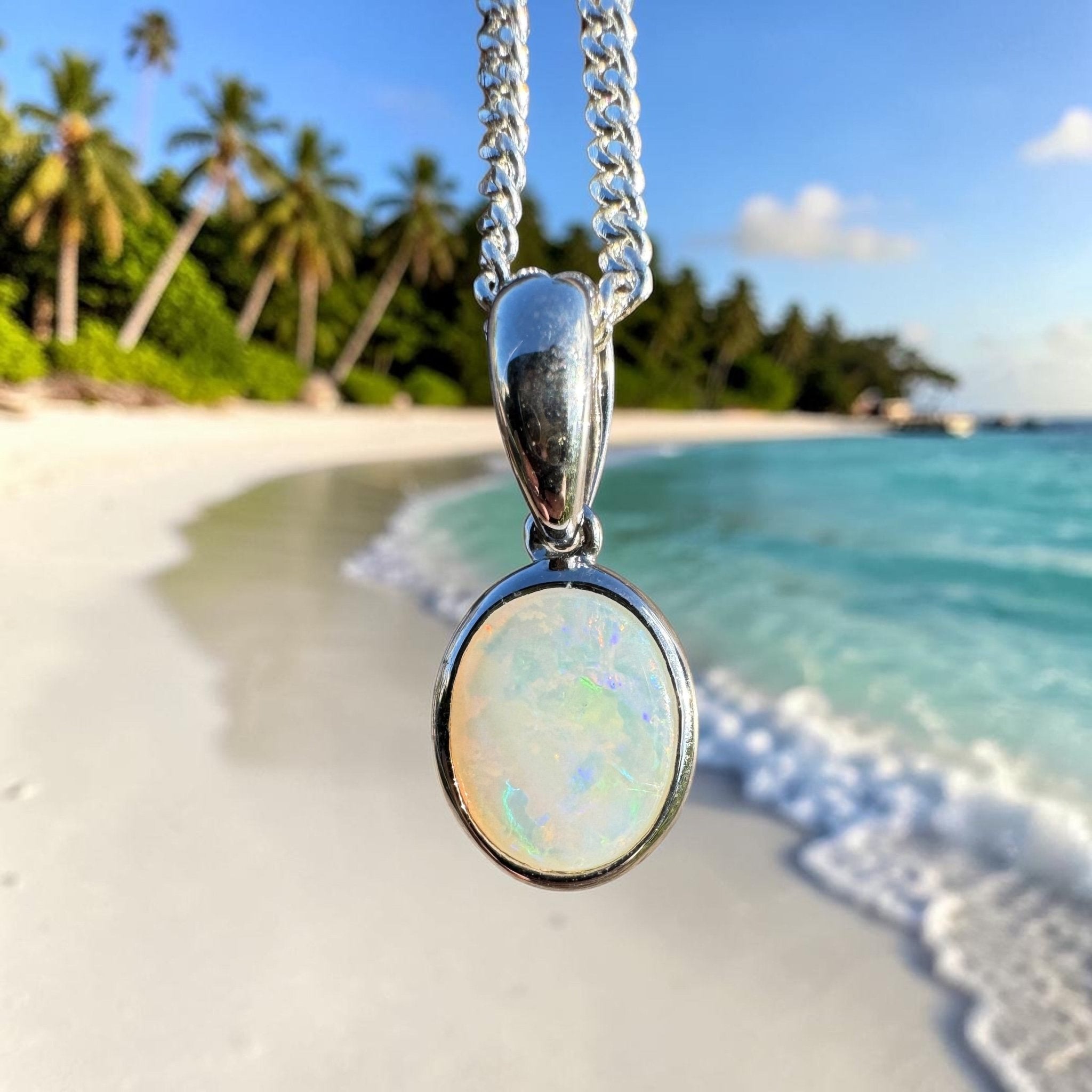 0.7ct Coober Pedy Opal Pendant Necklace ~ 'Pinnacles Moonlight' | 925 Sterling Silver | Solid Australian Opal