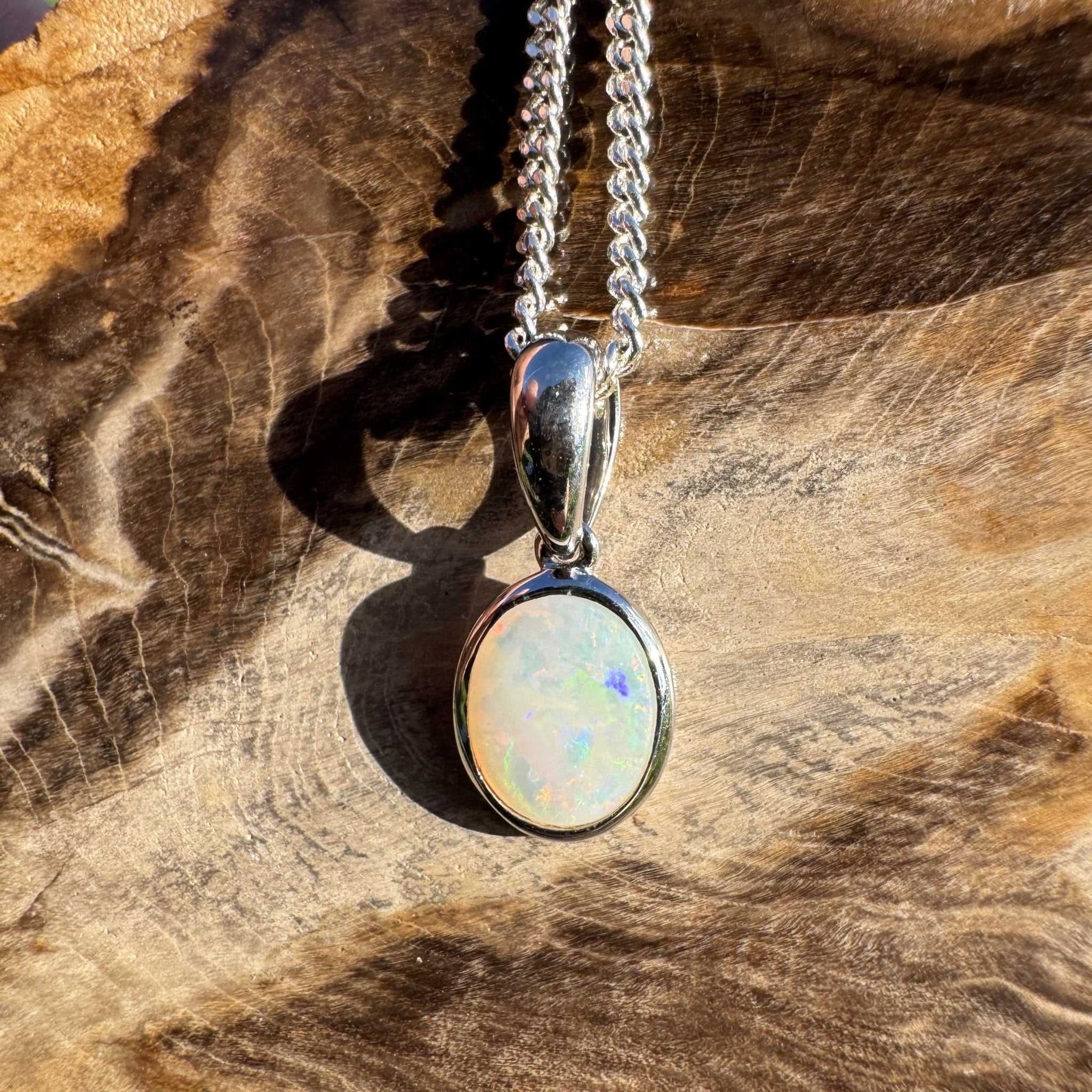 0.7ct Coober Pedy Opal Pendant Necklace ~ 'Pinnacles Moonlight' | 925 Sterling Silver | Solid Australian Opal