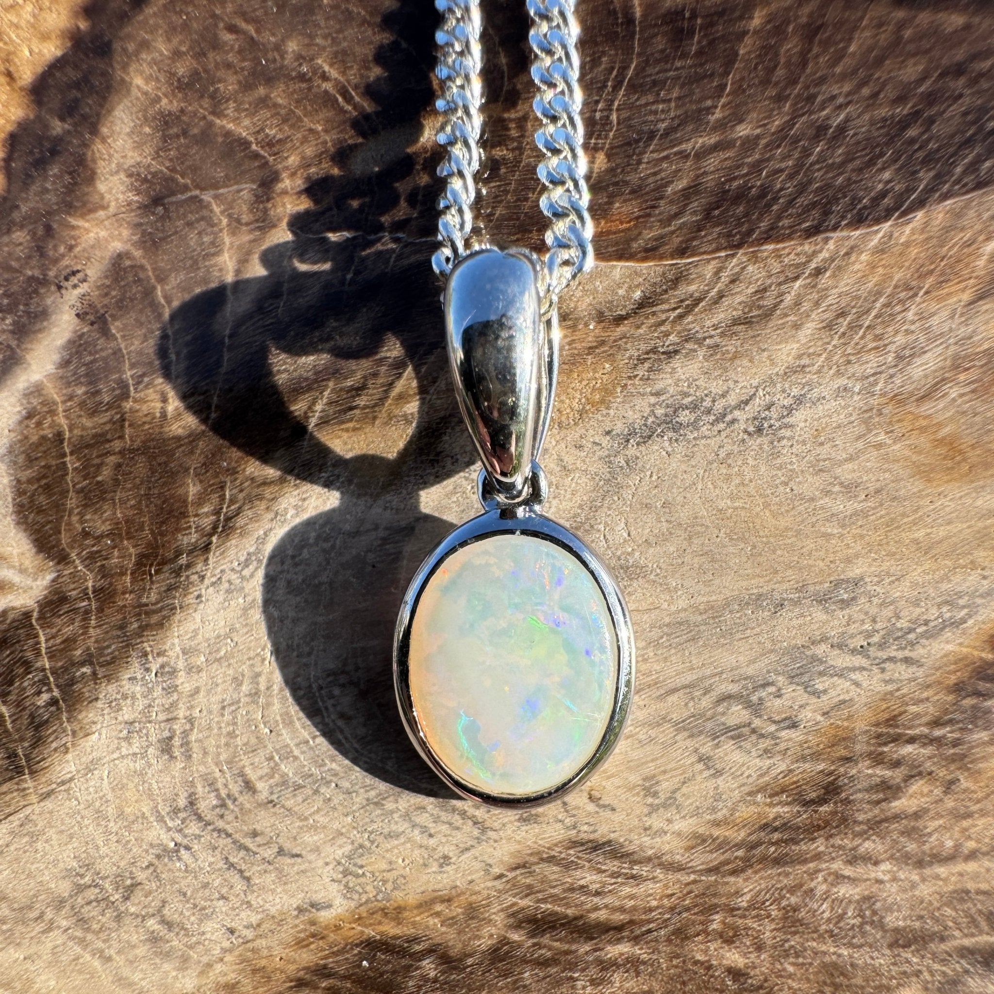 0.7ct Coober Pedy Opal Pendant Necklace ~ 'Pinnacles Moonlight' | 925 Sterling Silver | Solid Australian Opal