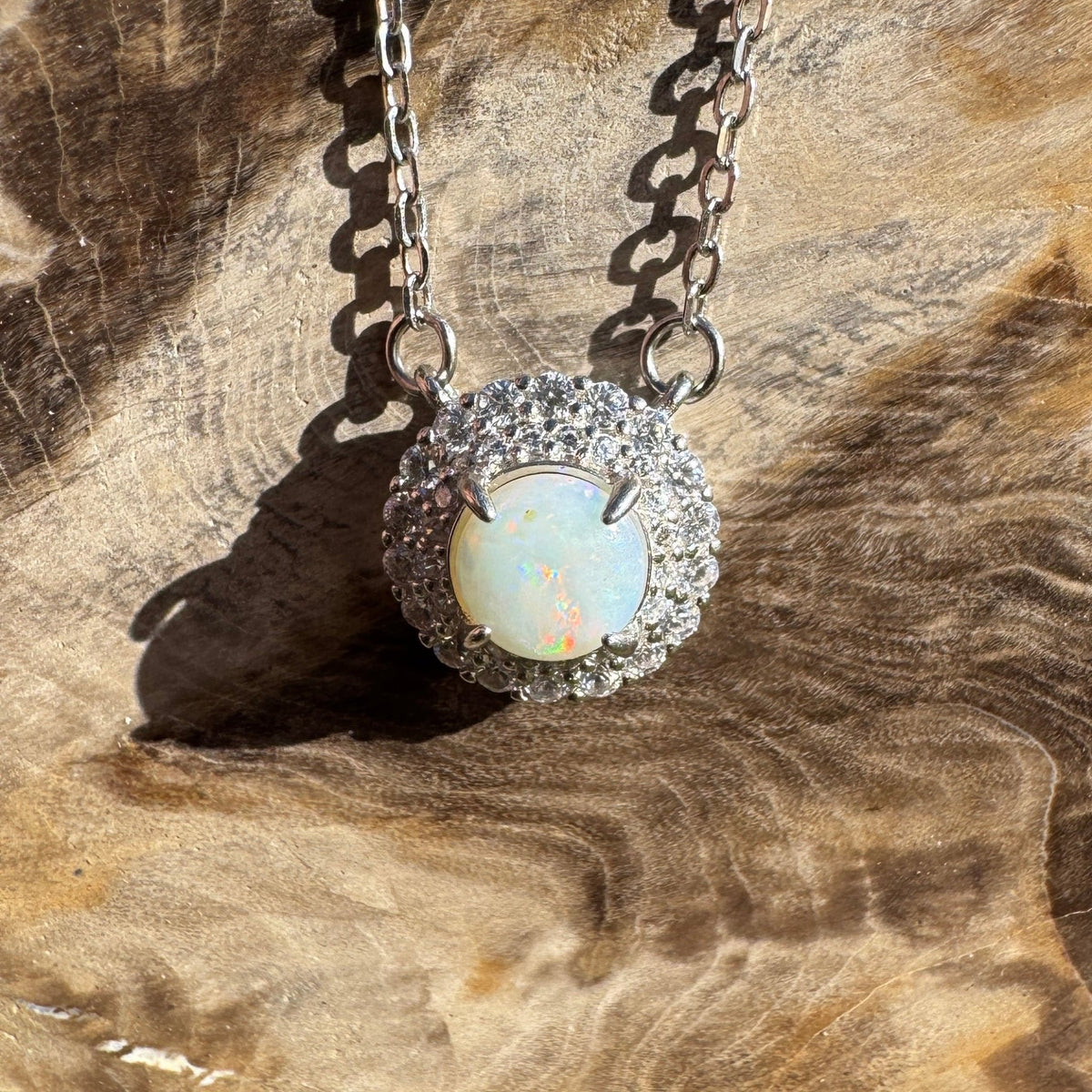0.7ct Coober Pedy Opal Pendant Necklace ~ 'Portsea Prism' | 925 Sterling Silver | Solid Australian Opal