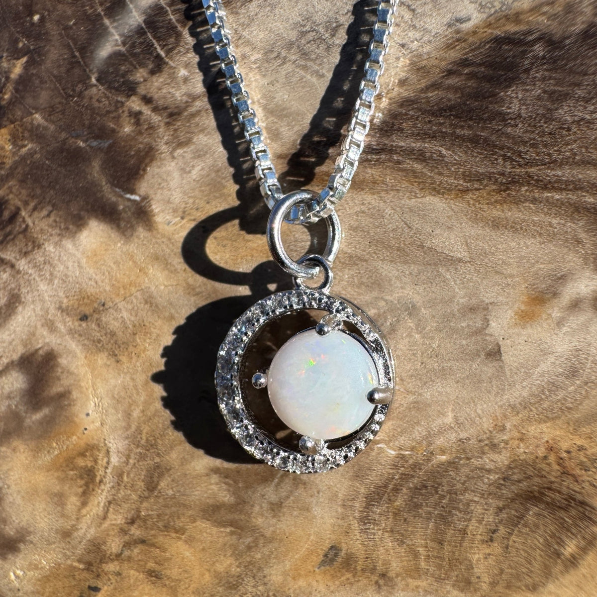 0.7ct Coober Pedy Opal Pendant Necklace ~ 'Strahan Gleam' | 925 Sterling Silver | Solid Australian Opal