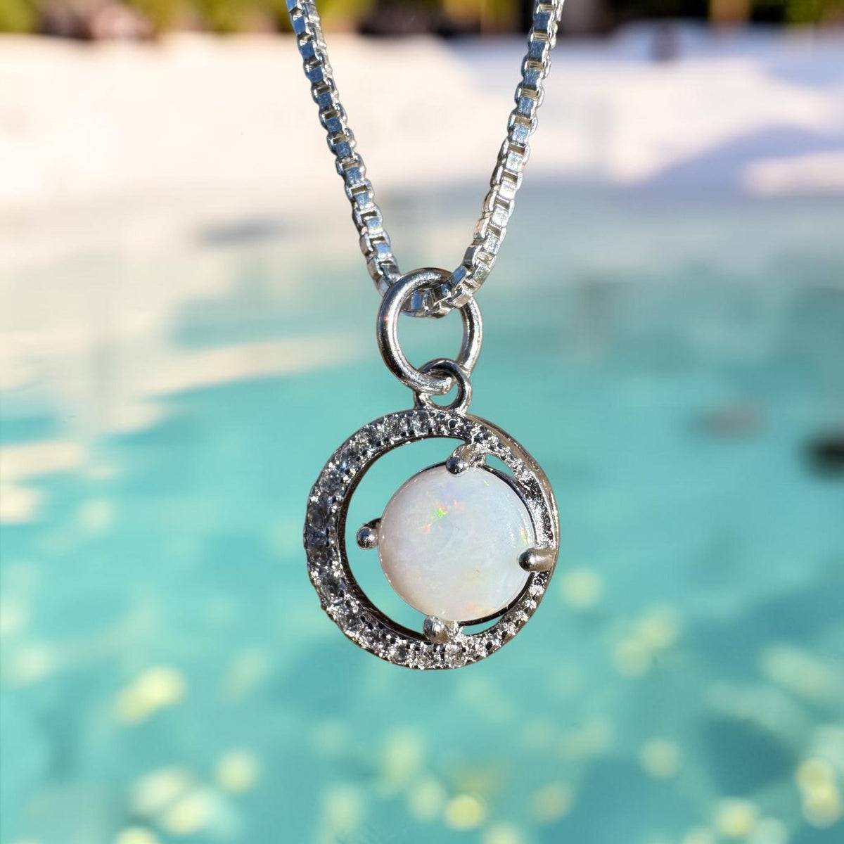 0.7ct Coober Pedy Opal Pendant Necklace ~ 'Strahan Gleam' | 925 Sterling Silver | Solid Australian Opal