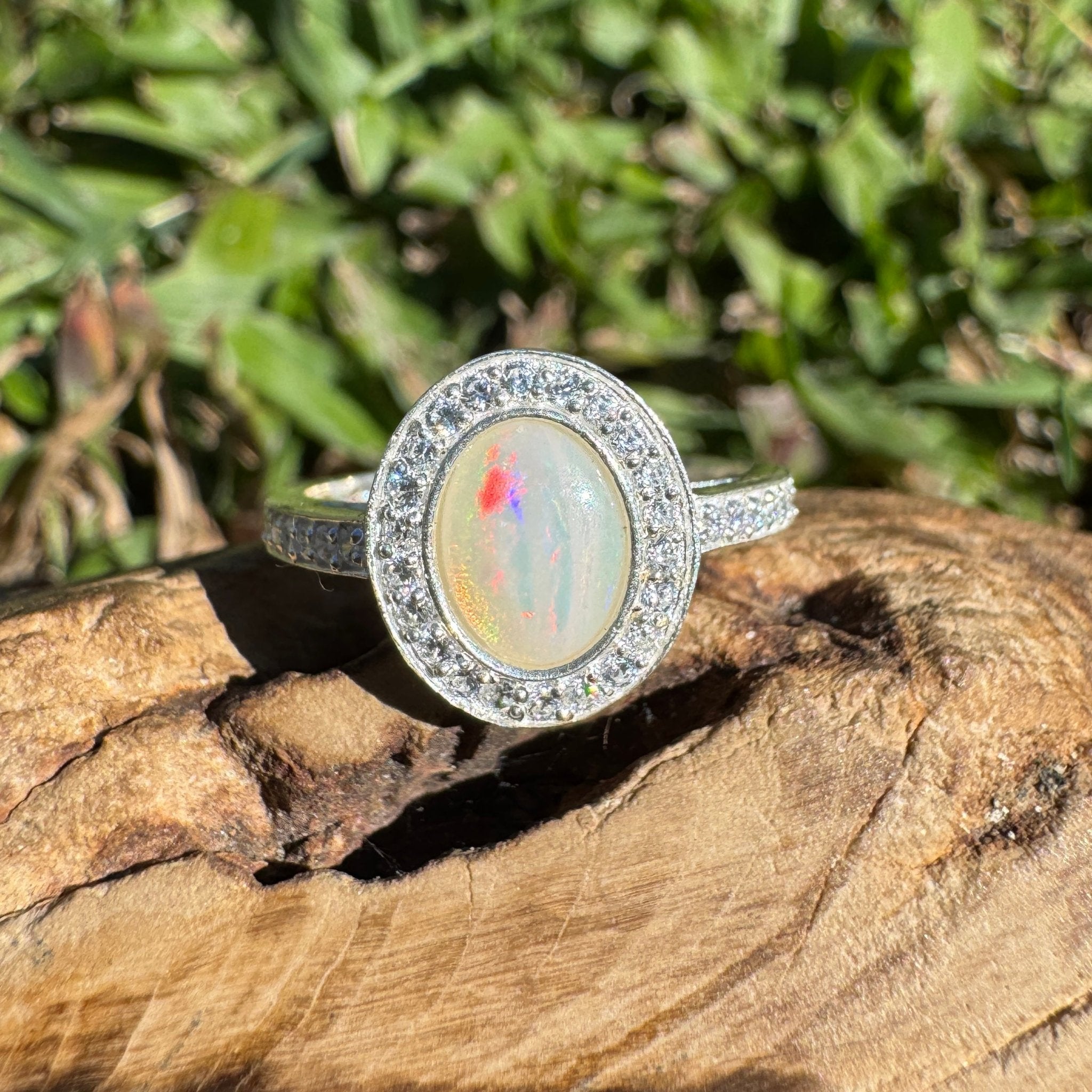 0.7ct Coober Pedy Opal Ring ~ 'Shark Bay Ember' | 925 Sterling Silver | Solid Australian Opal