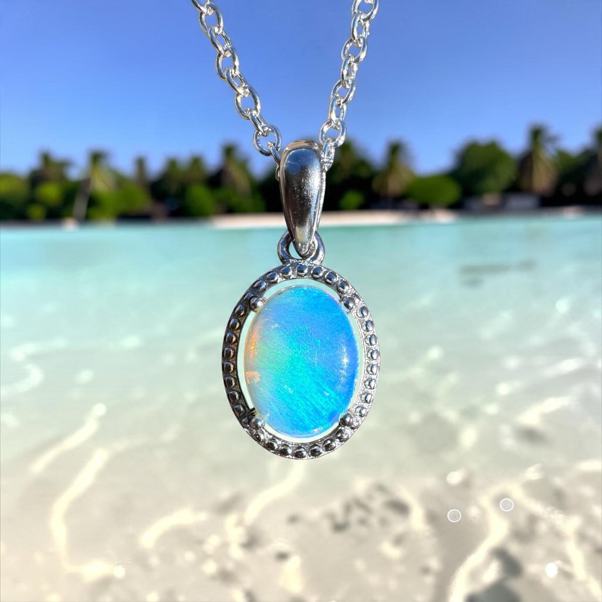 0.7ct Lightning Ridge Opal Pendant Necklace ~ 'Burrum Coast Greens' | 925 Sterling Silver | Solid Australian Opal