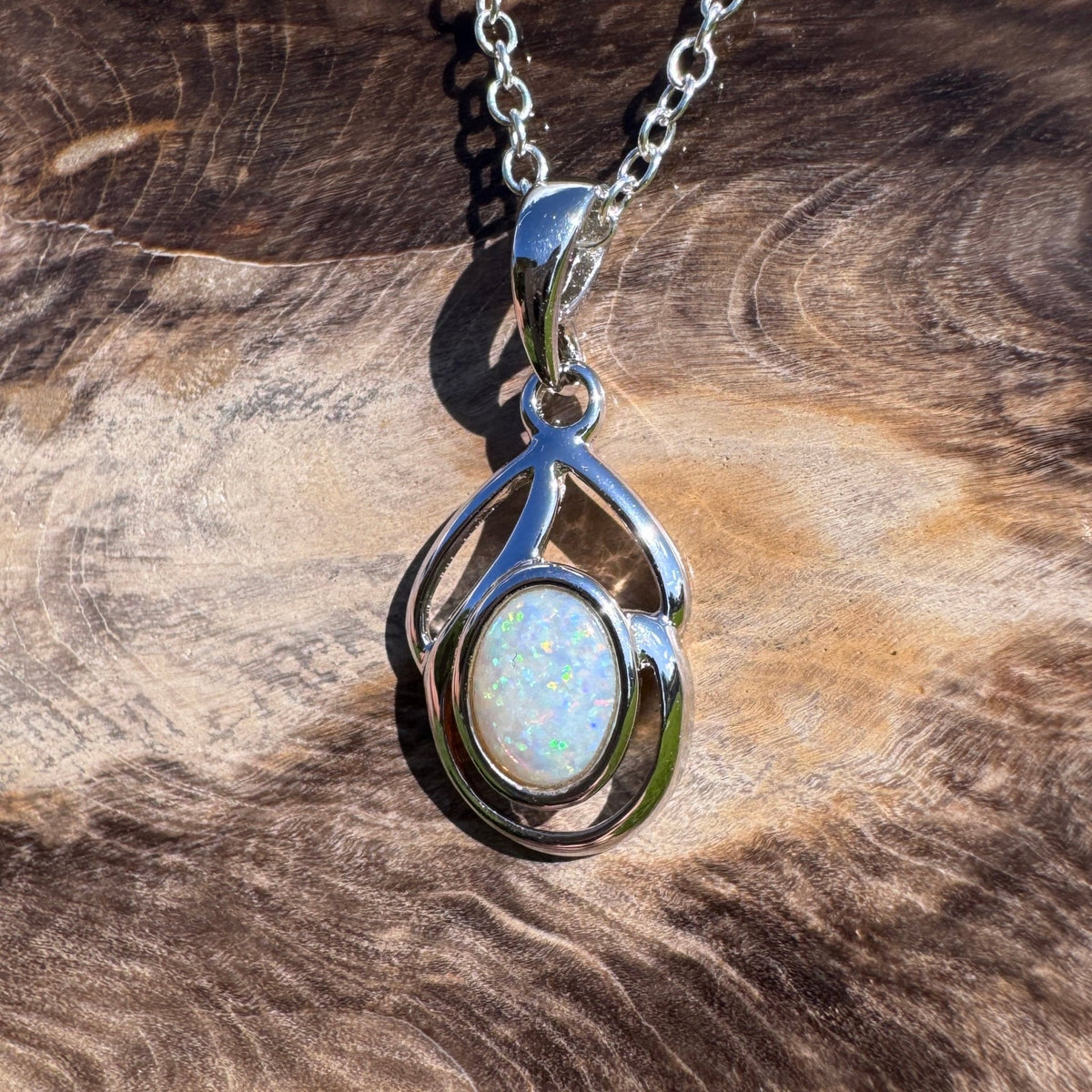 0.7ct Lightning Ridge Opal Pendant Necklace ~ 'Tidal River Blues' | 925 Sterling Silver | Solid Australian Opal