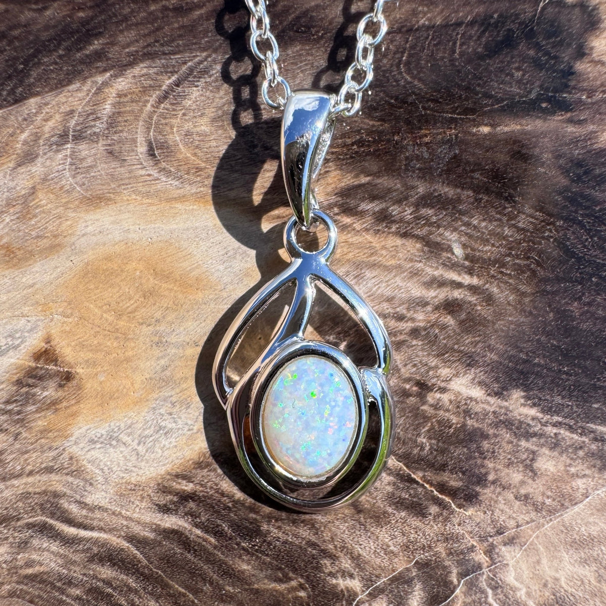 0.7ct Lightning Ridge Opal Pendant Necklace ~ 'Tidal River Blues' | 925 Sterling Silver | Solid Australian Opal