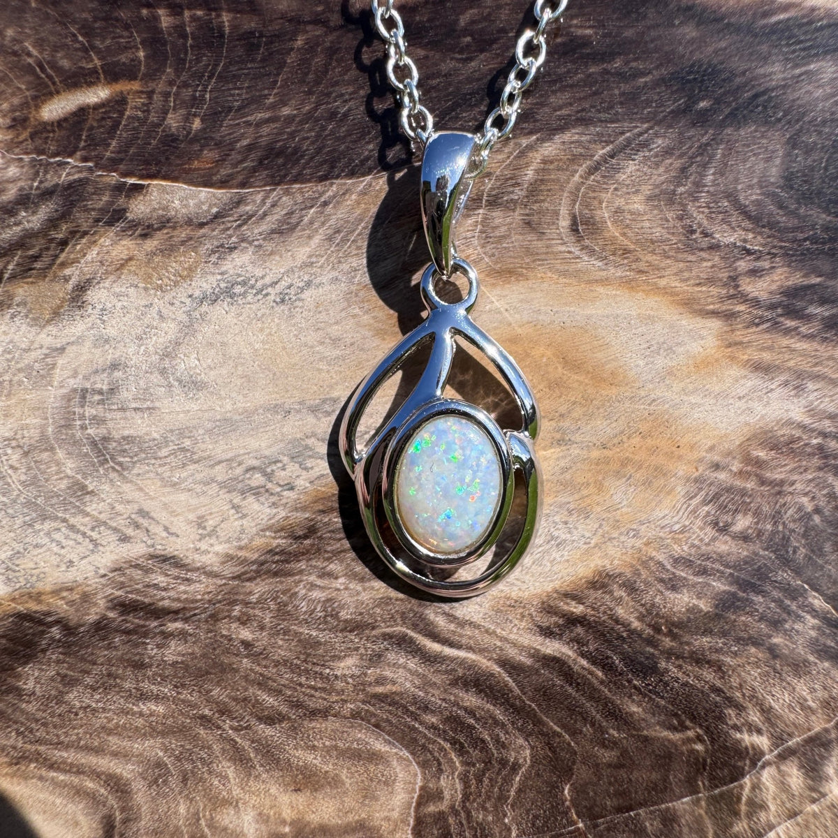 0.7ct Lightning Ridge Opal Pendant Necklace ~ 'Tidal River Blues' | 925 Sterling Silver | Solid Australian Opal