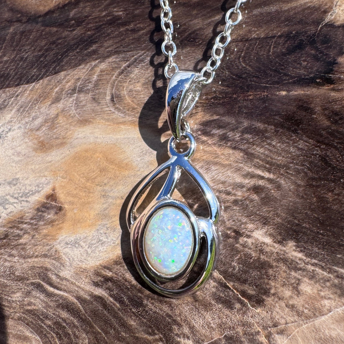 0.7ct Lightning Ridge Opal Pendant Necklace ~ 'Tidal River Blues' | 925 Sterling Silver | Solid Australian Opal