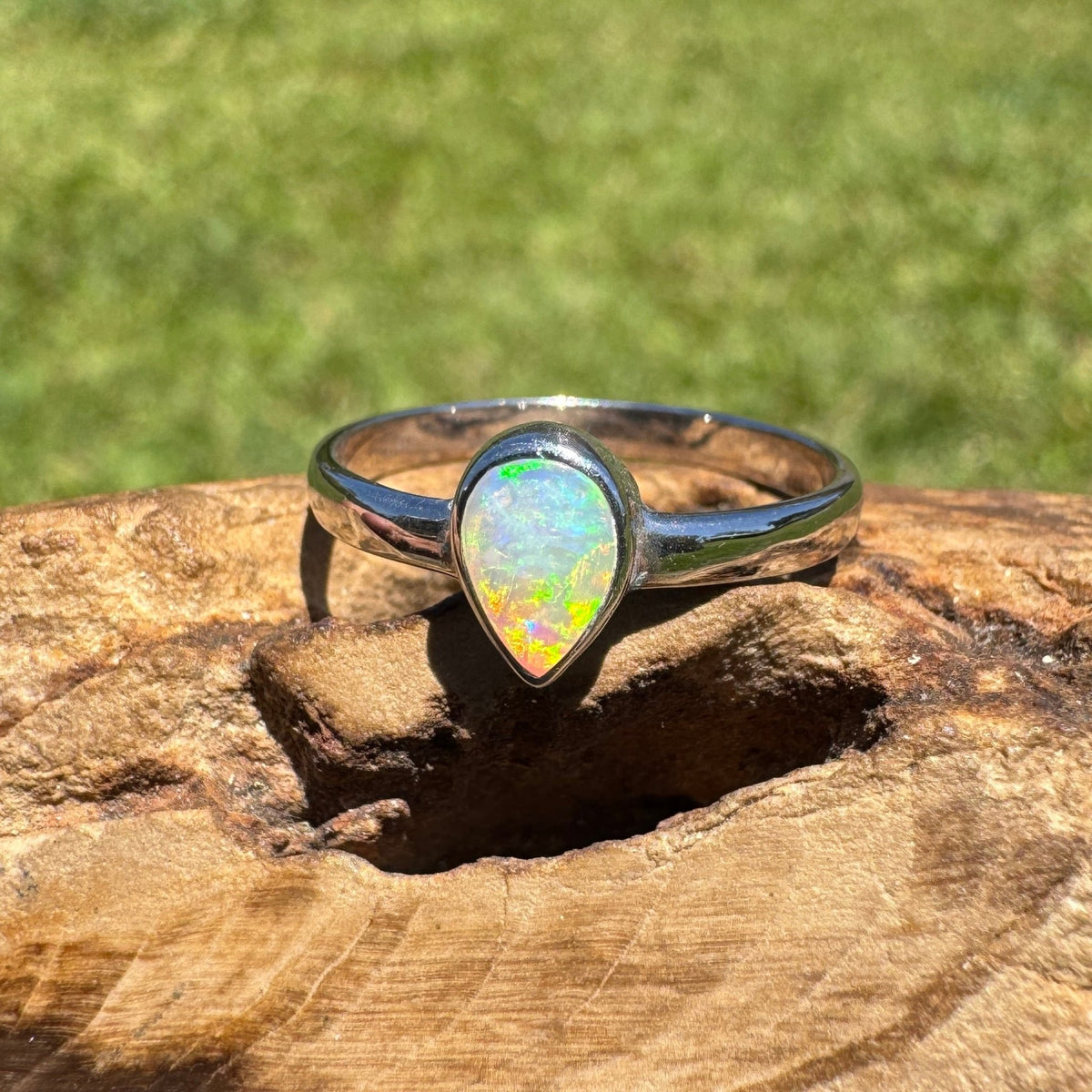 0.7ct Lightning Ridge Opal Ring ~ 'Bemm River Flame' | 925 Sterling Silver | Solid Australian Opal