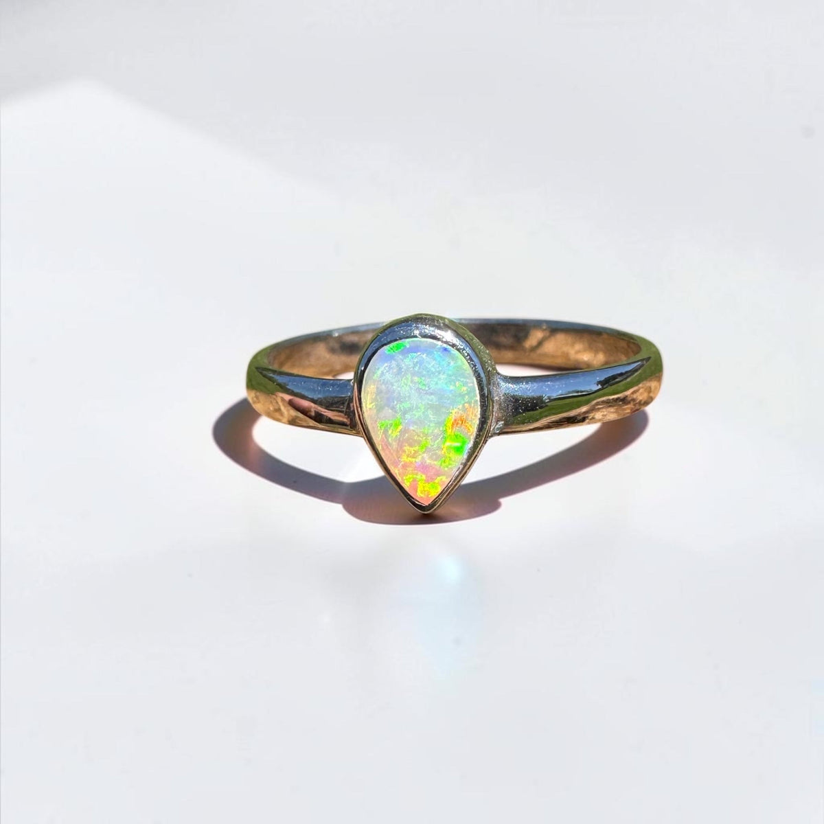 0.7ct Lightning Ridge Opal Ring ~ 'Bemm River Flame' | 925 Sterling Silver | Solid Australian Opal