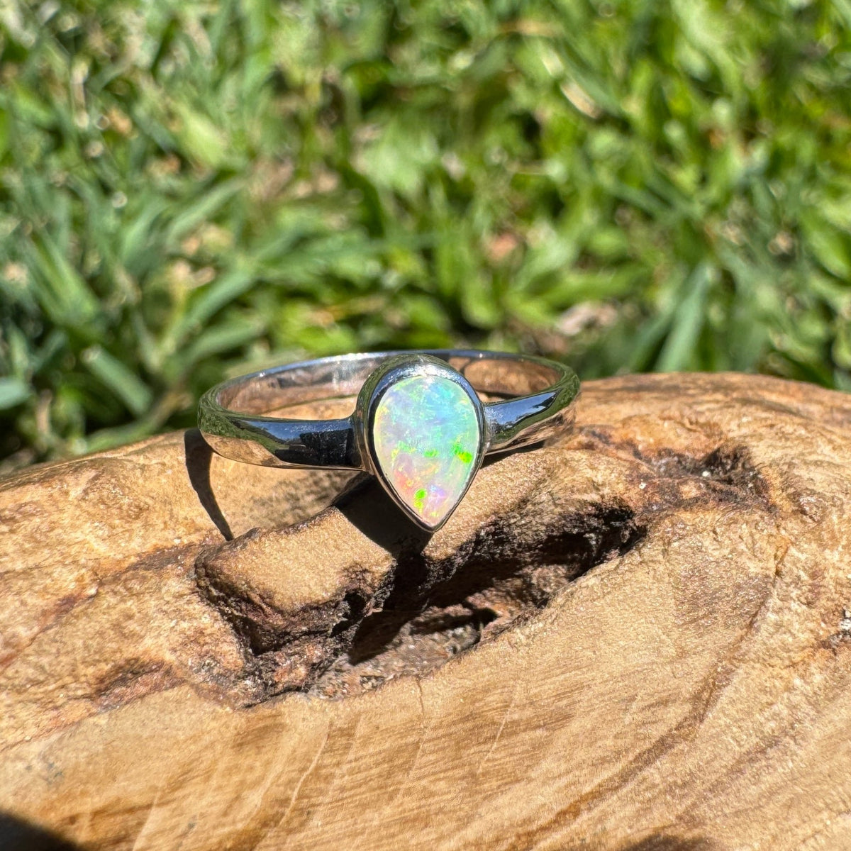 0.7ct Lightning Ridge Opal Ring ~ 'Bemm River Flame' | 925 Sterling Silver | Solid Australian Opal