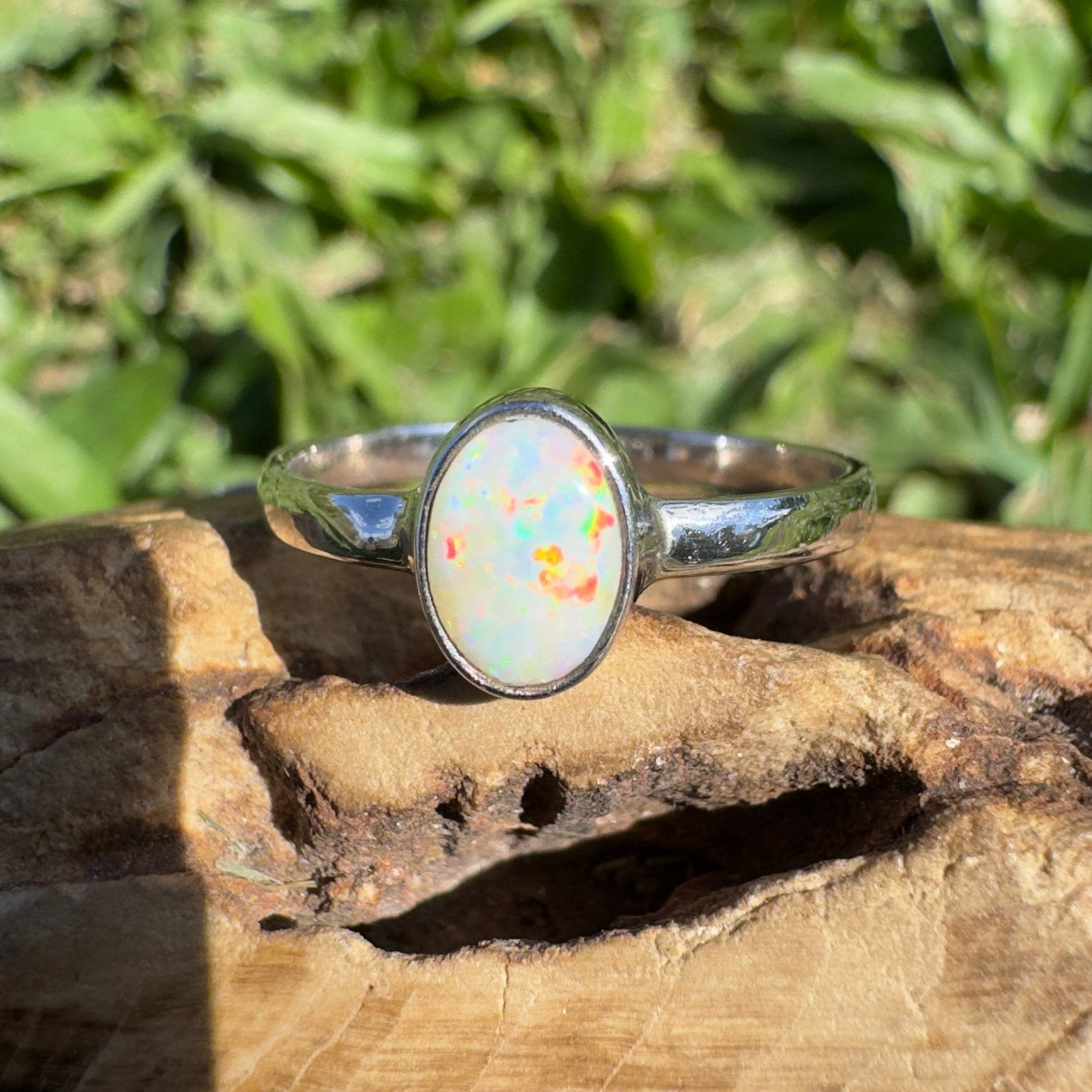 0.7ct Lightning Ridge Opal Ring ~ 'Kata Tjuta Fire' | 925 Sterling Silver | Solid Australian Opal